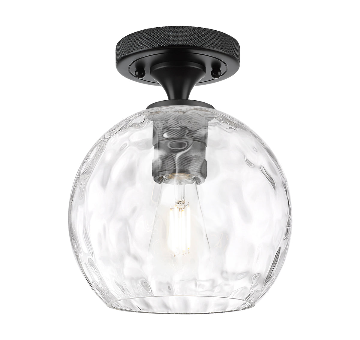 Athens Water Glass 8-Inch 1-Light Semi-Flush Mount 9.5-Inch High