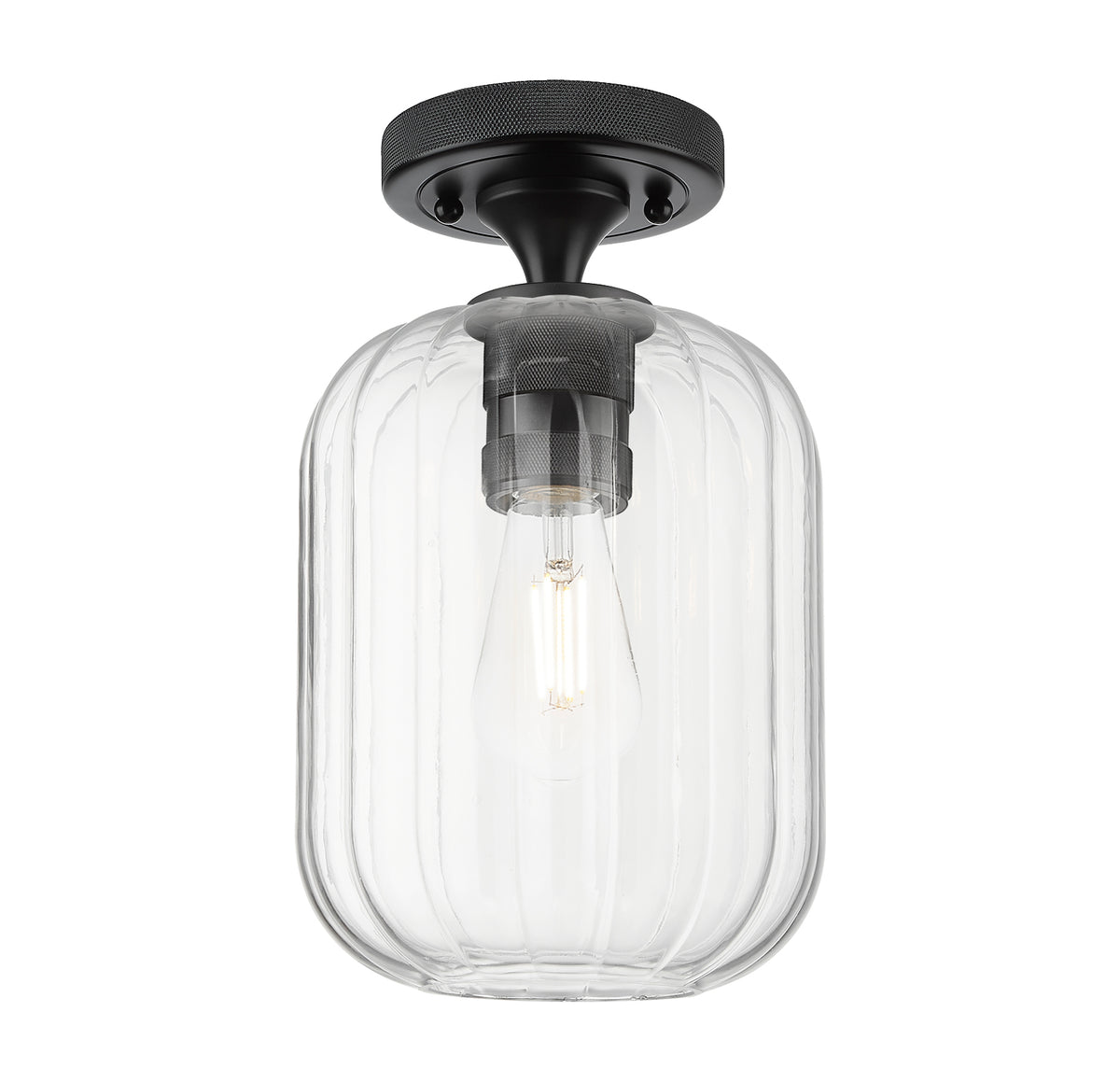 Preston Cylinder 7-Inch 1-Light Semi-Flush Mount 11.25-Inch High
