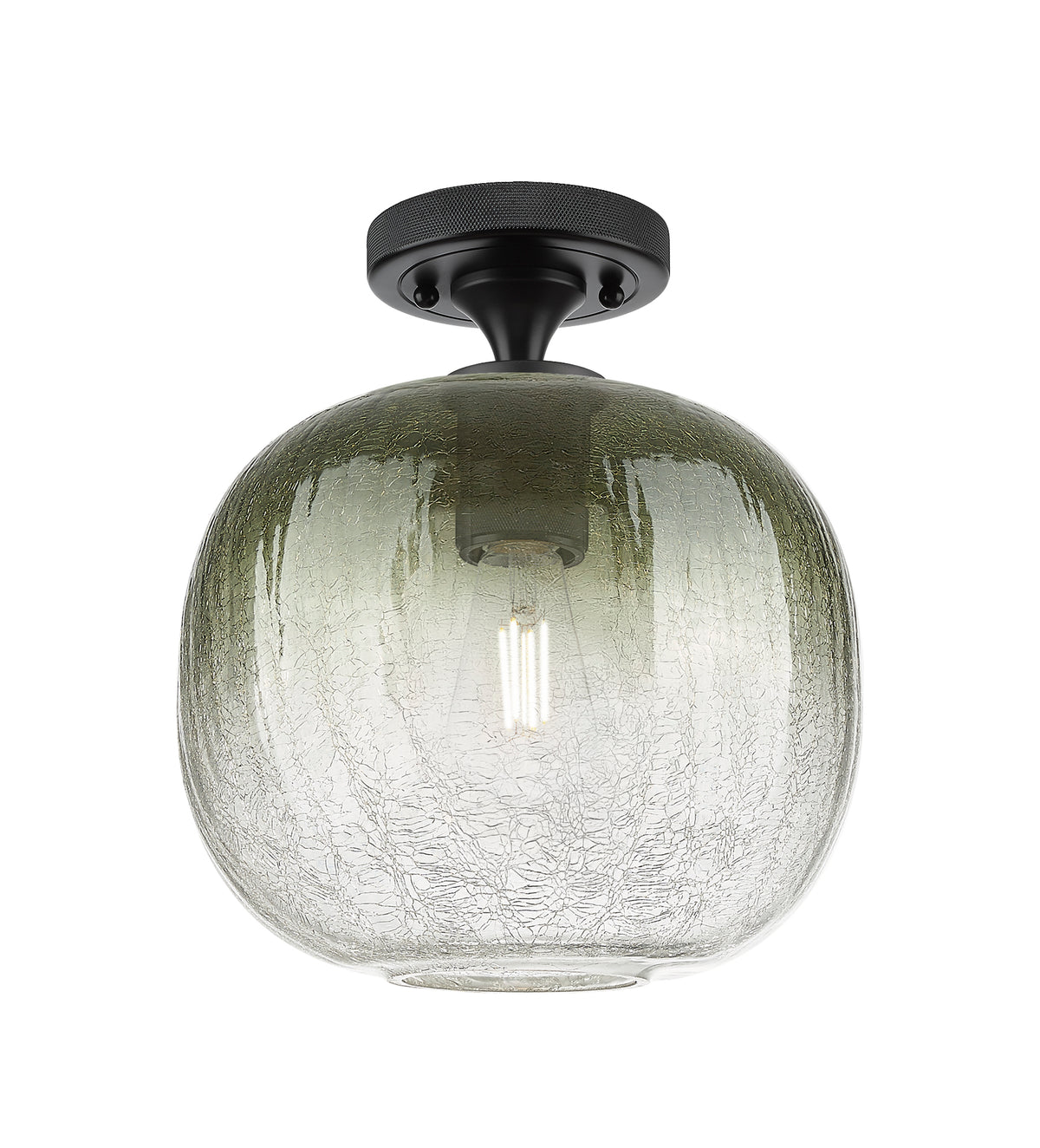 Downtown Flush Mount Satin Nickel Glass