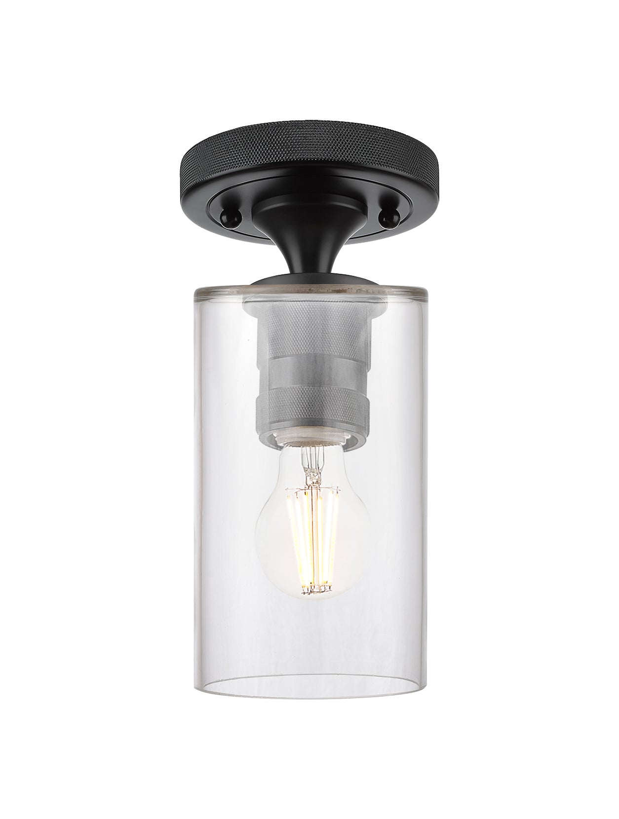 Downtown Flush Mount Satin Nickel Glass