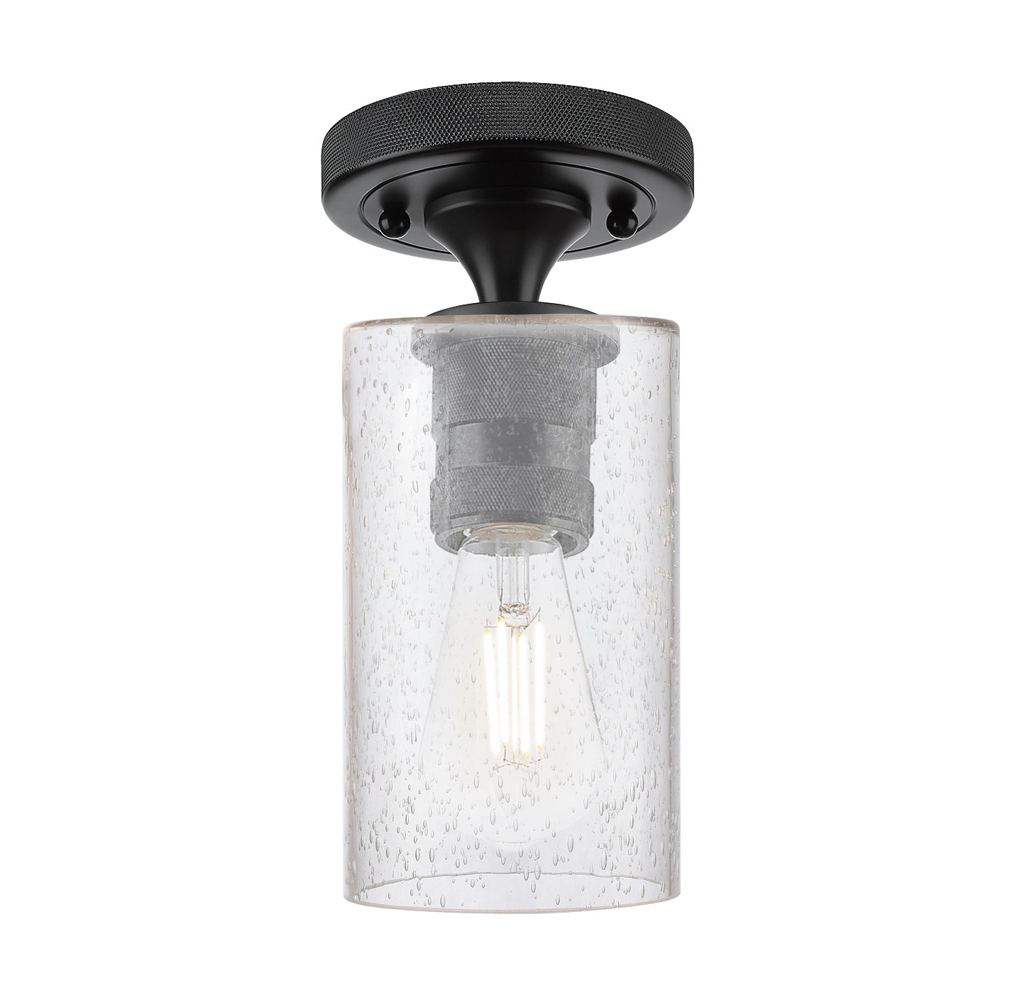 Downtown Flush Mount Satin Nickel Glass