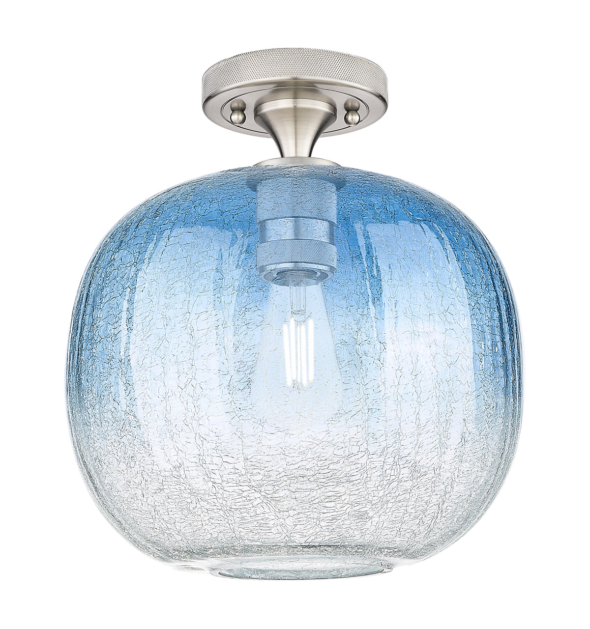Downtown Flush Mount Satin Nickel Glass