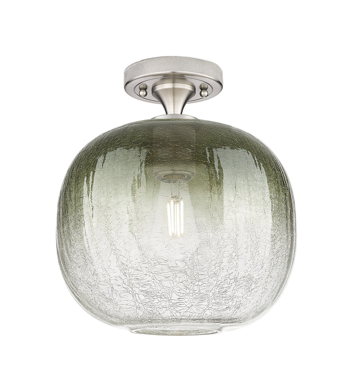 Downtown Flush Mount Satin Nickel Glass