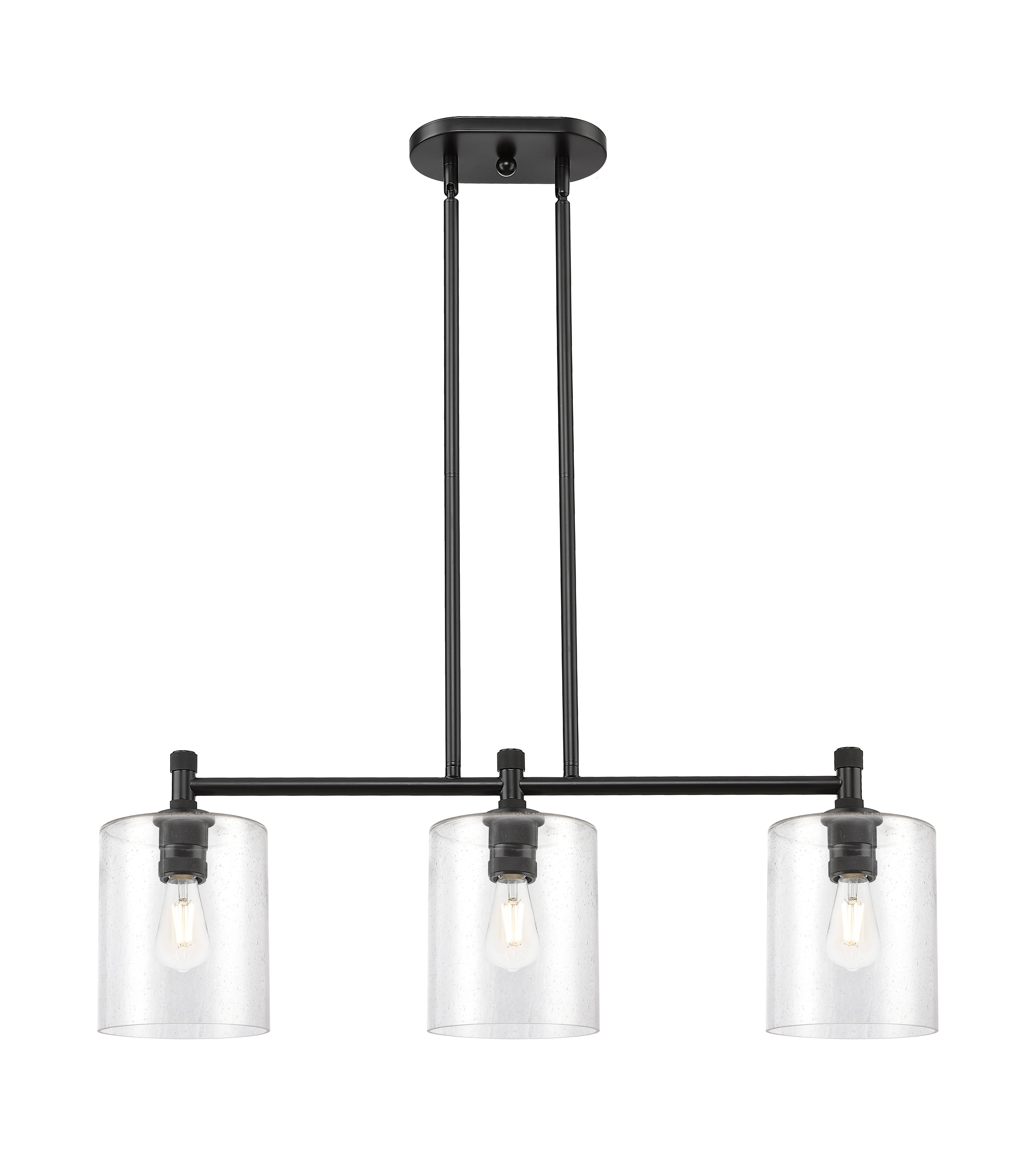 Downtown Urban Island Light Cast Brass Glass