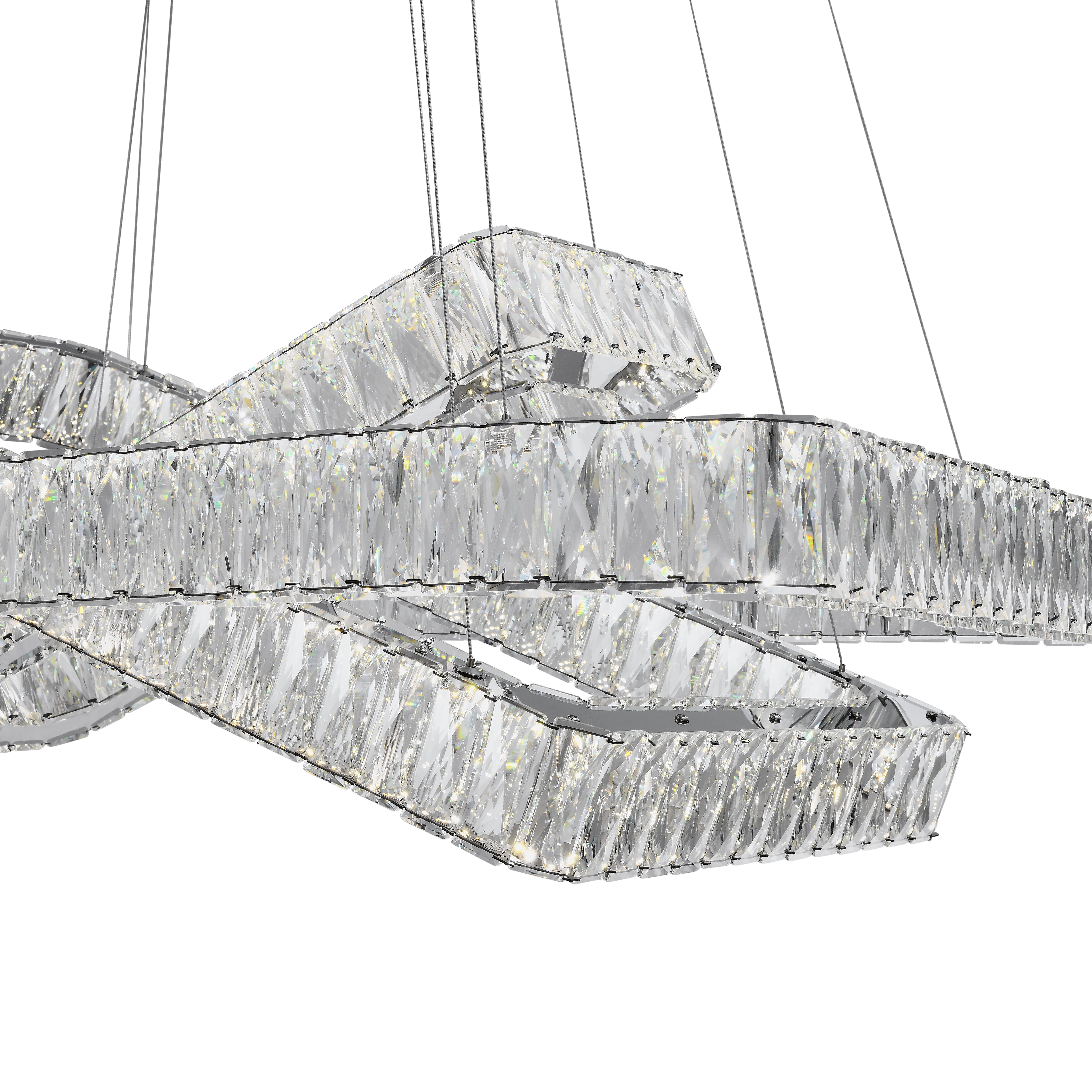 Crystal Elegance LED Chandelier | 3 Rectangles