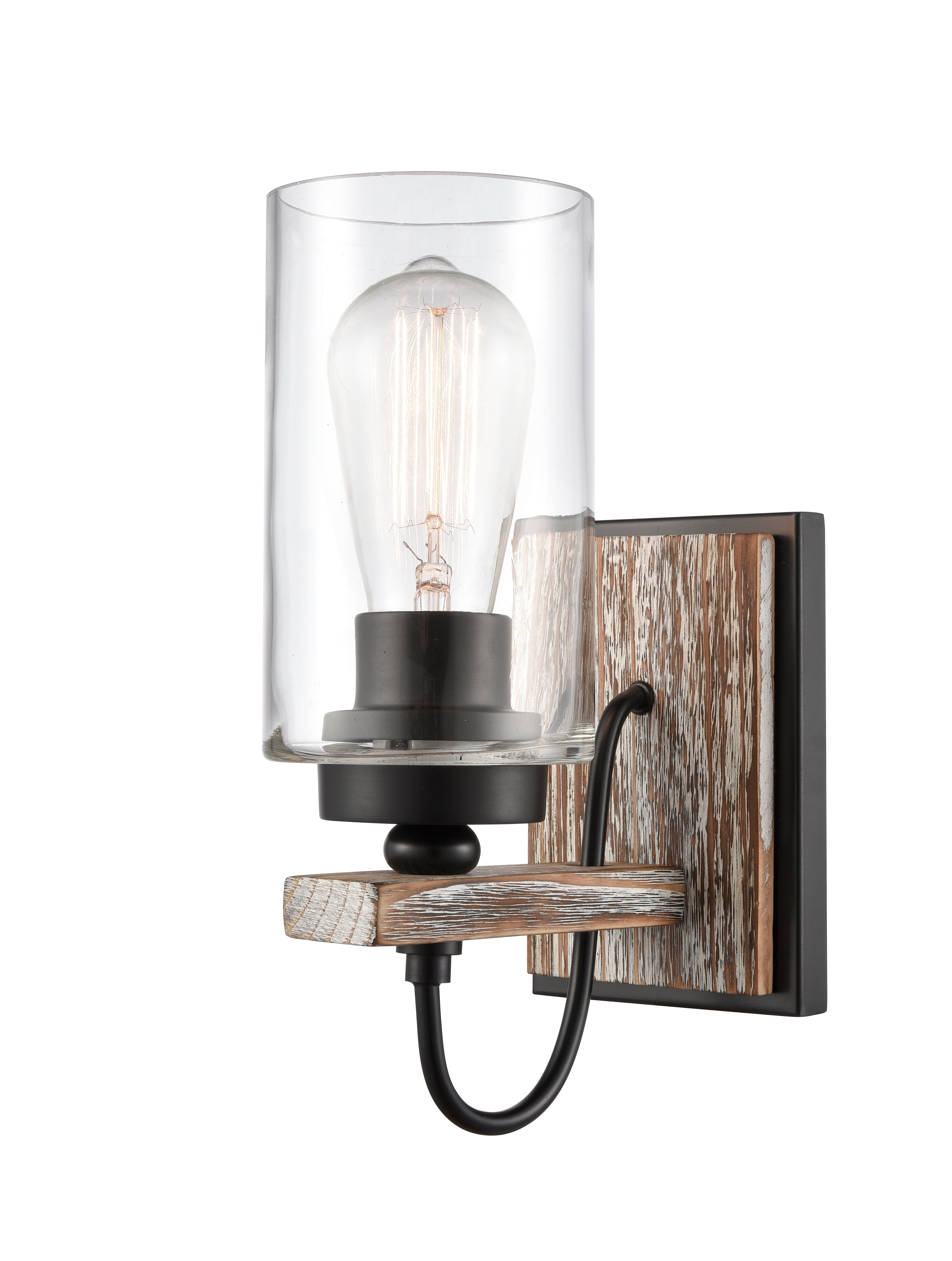 Downtown Urban Sconce Glass Wood Steel