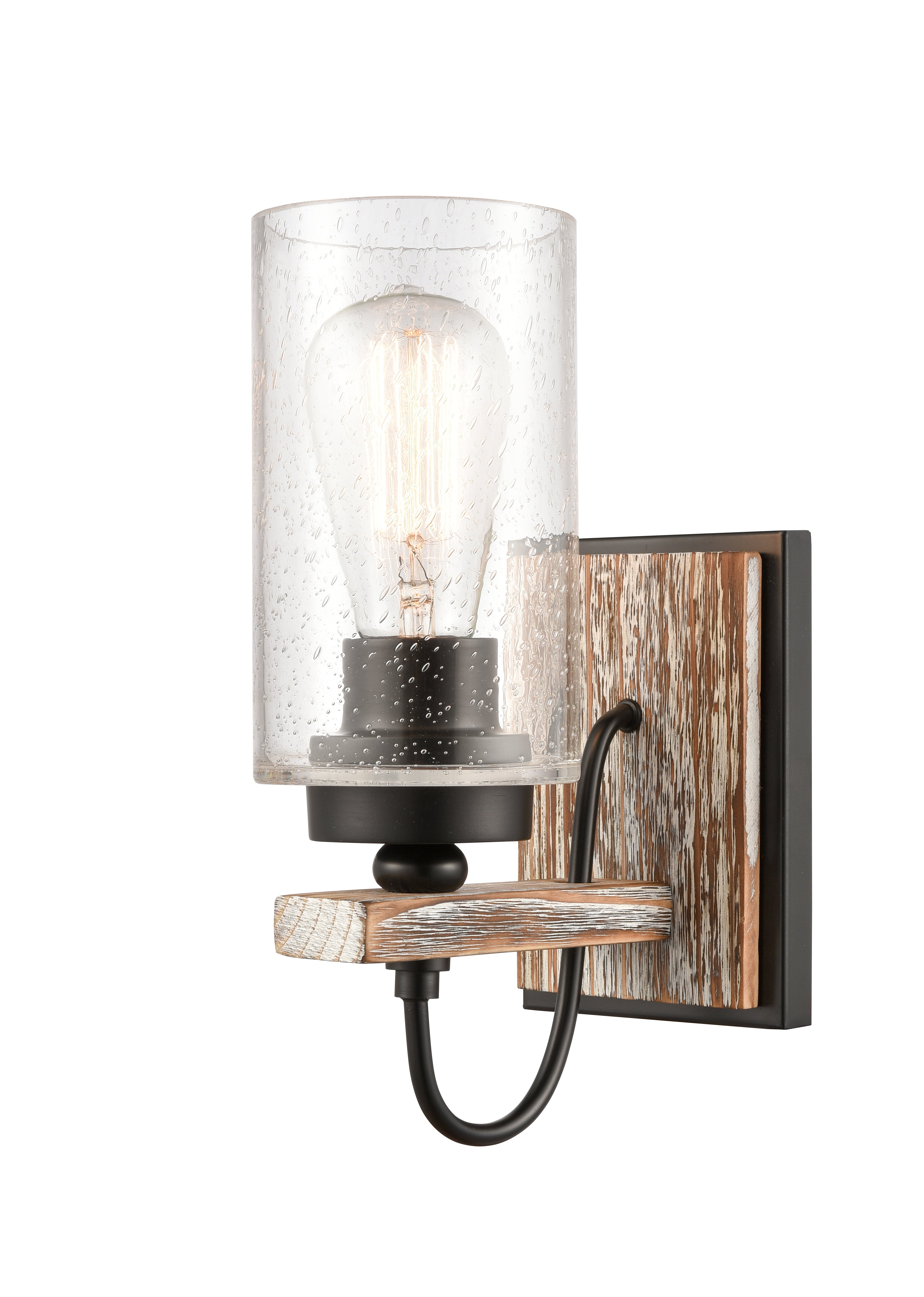 Downtown Urban Sconce Glass Wood Steel