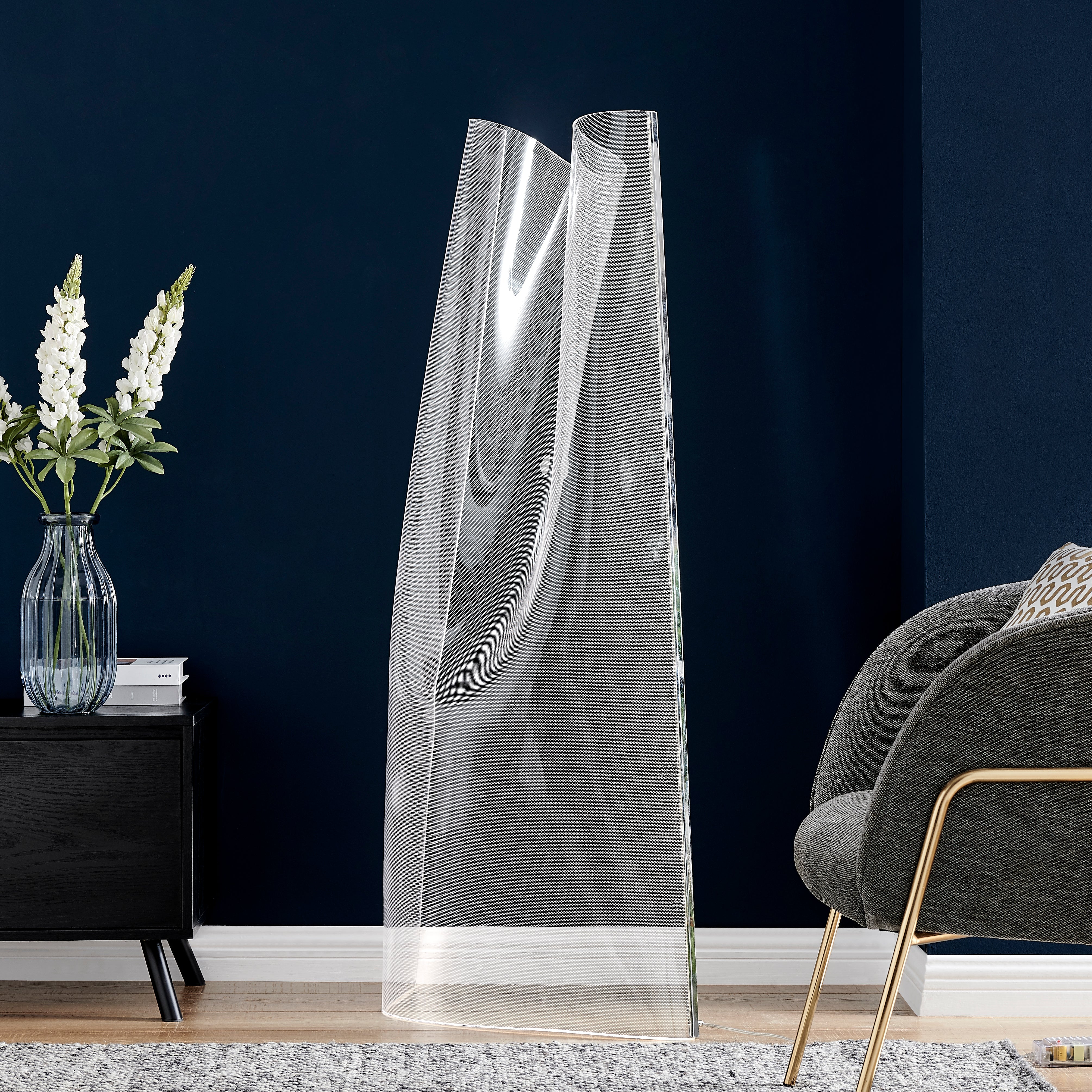 Acrylic Lace Floor Lamp | Chrome