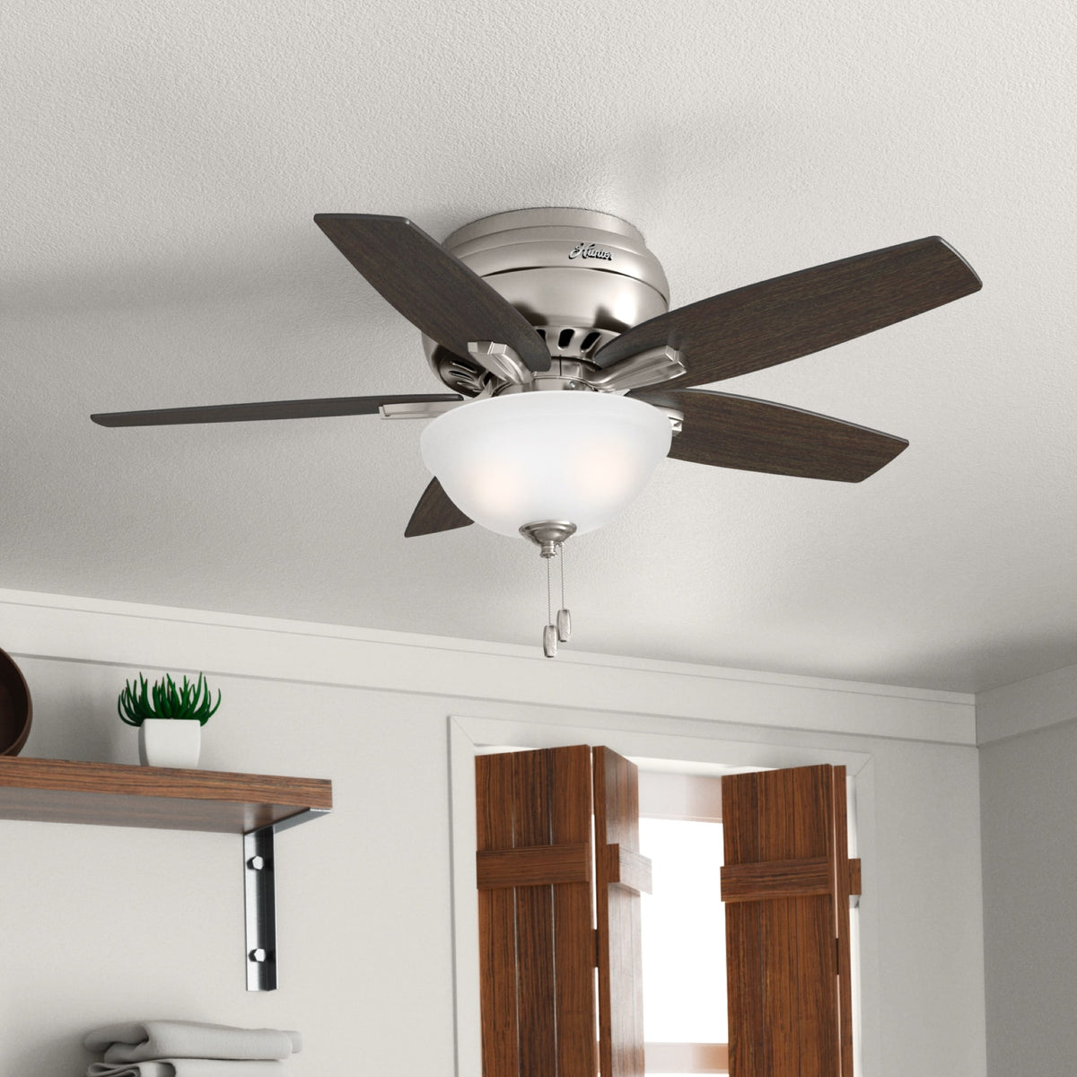 42 inch Newsome Brushed Nickel Low Profile Ceiling Fan with LED Light Kit and Pull Chain