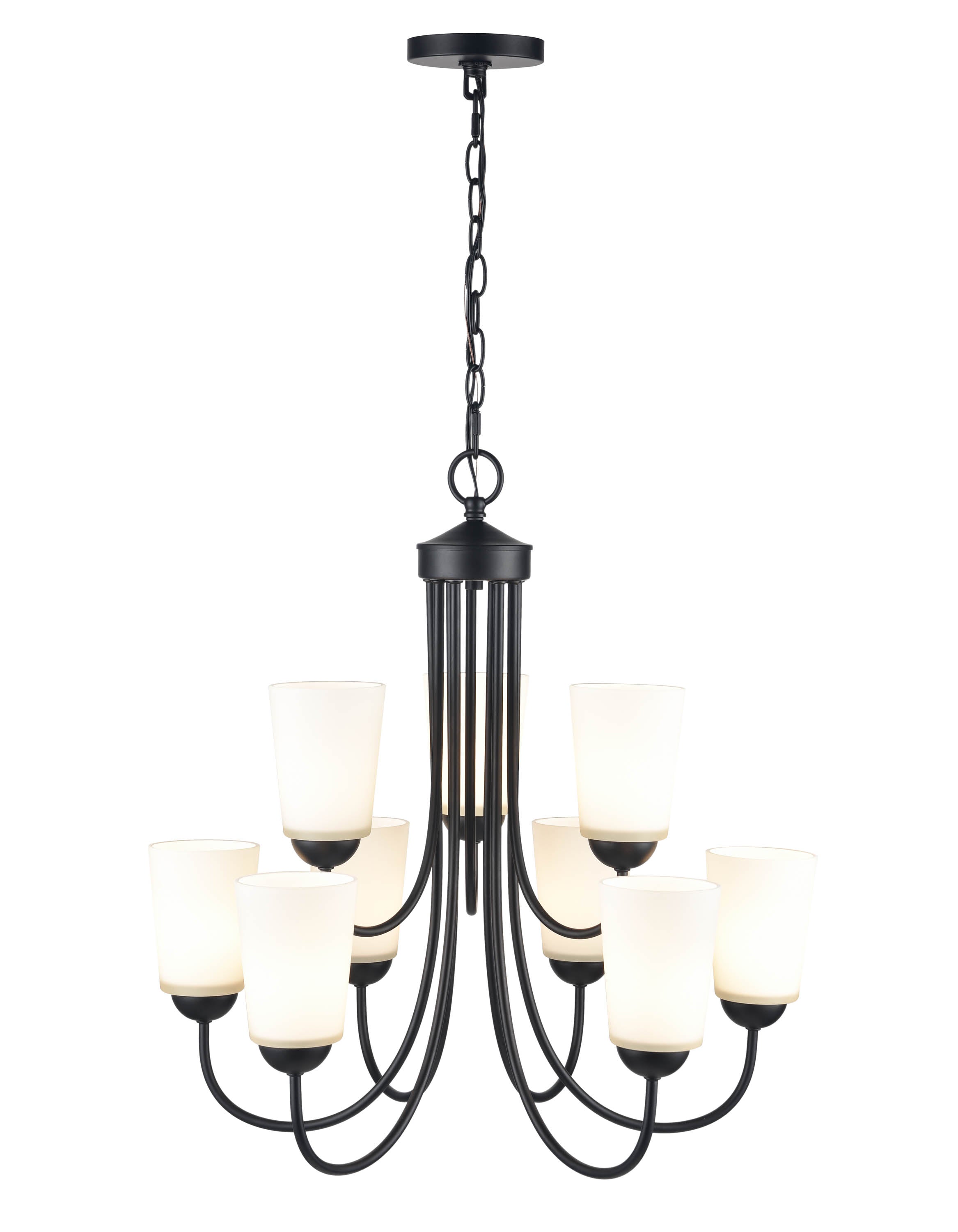 23.25'' Ivey Lake Matte Black 9 Light Chandelier