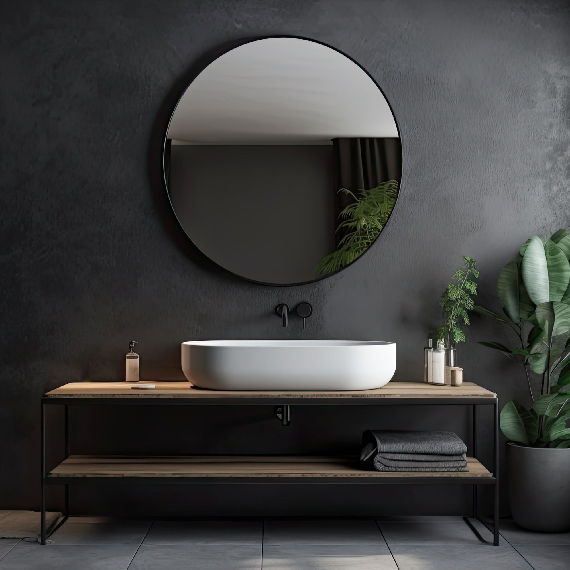 Tablet 50-in Round Wall Mirror
