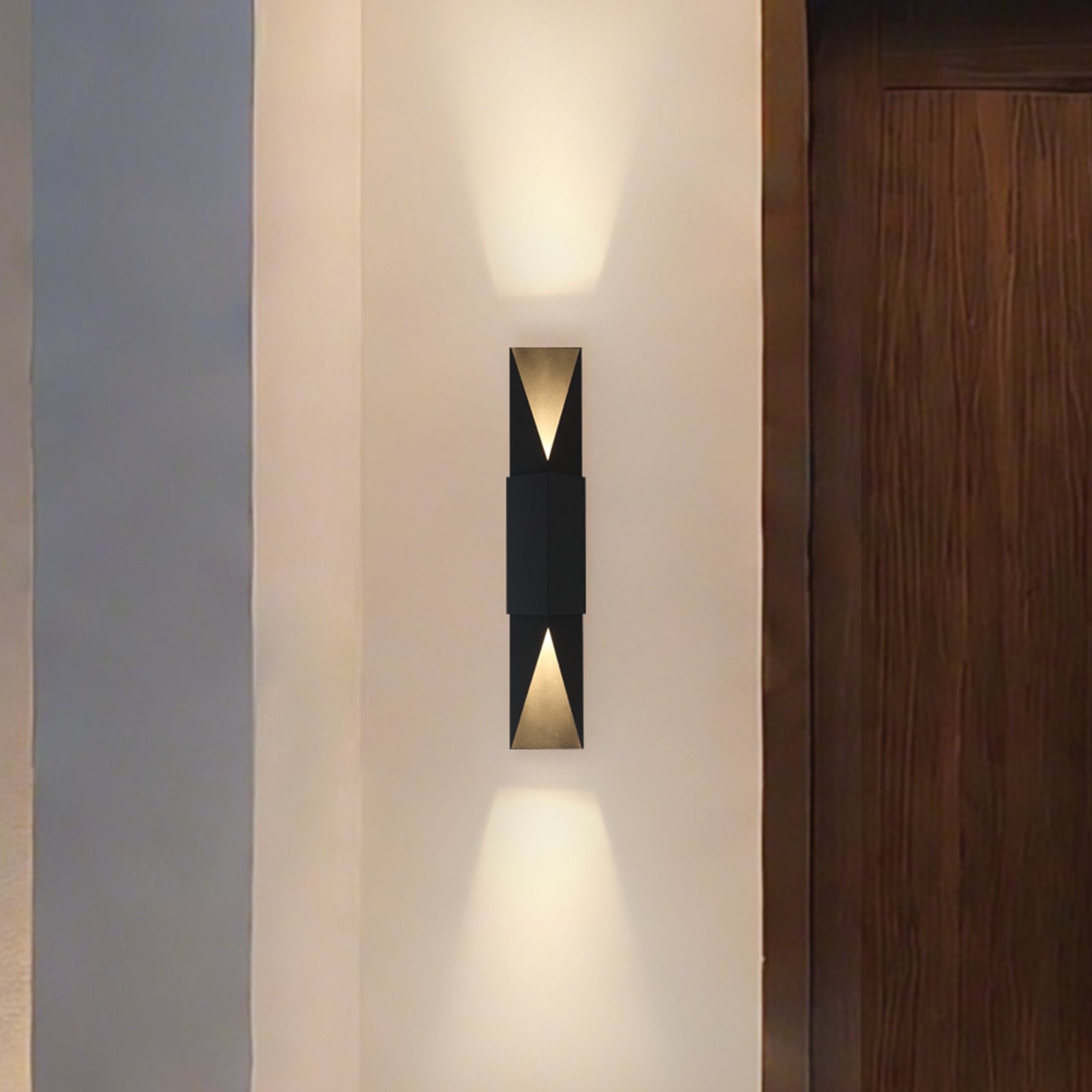 Brera 30-inch 2-light Matte Black and Textured Black Exterior Wall Sconce