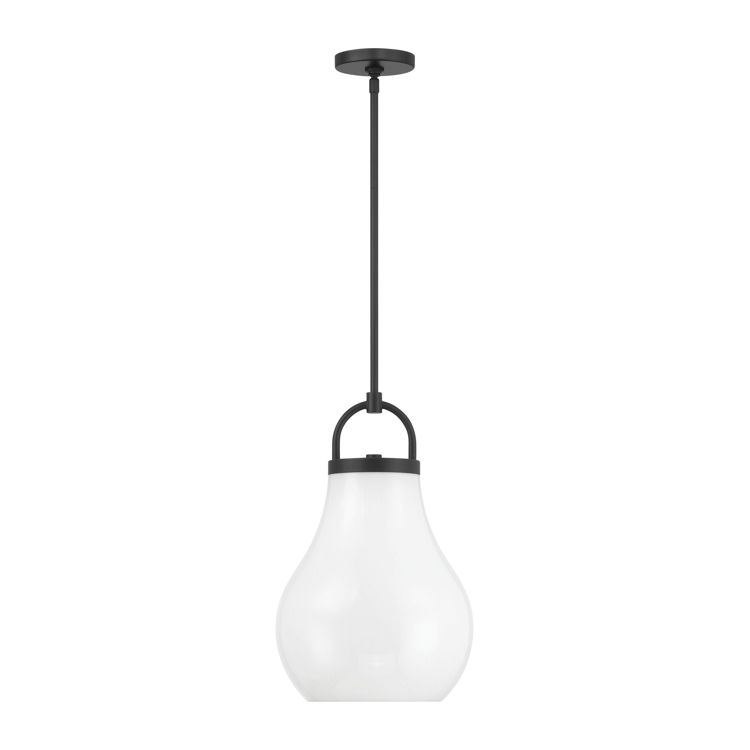 Mansfield 12-inch 1-light Matte Black Pendant Light with Opal Glass Shade