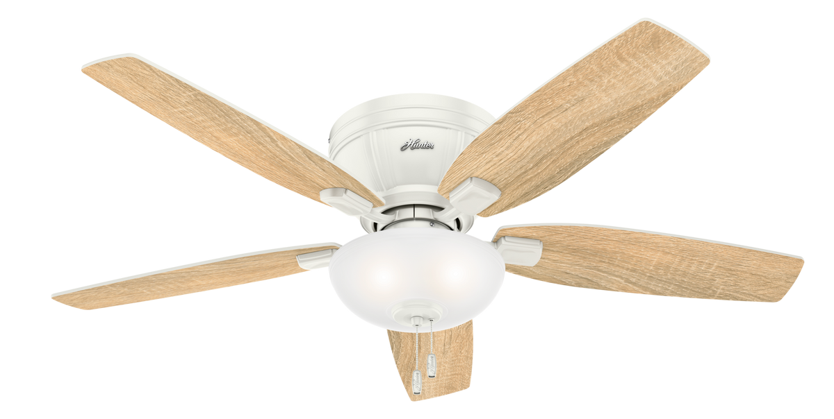 52 inch Kenbridge Fresh White Low Profile Ceiling Fan with LED Light Kit and Pull Chain