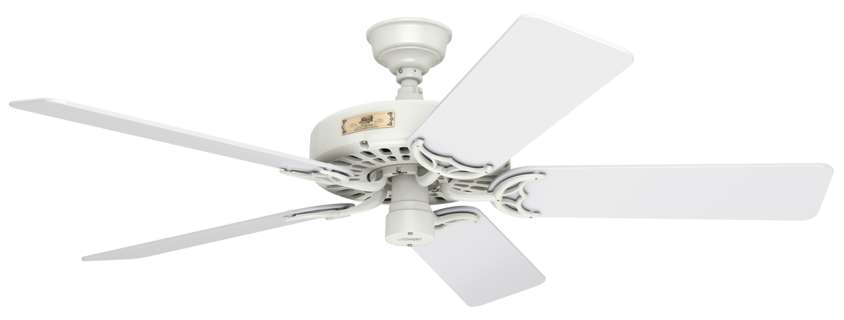 52 inch Original White Damp Rated Ceiling Fan and Pull Chain