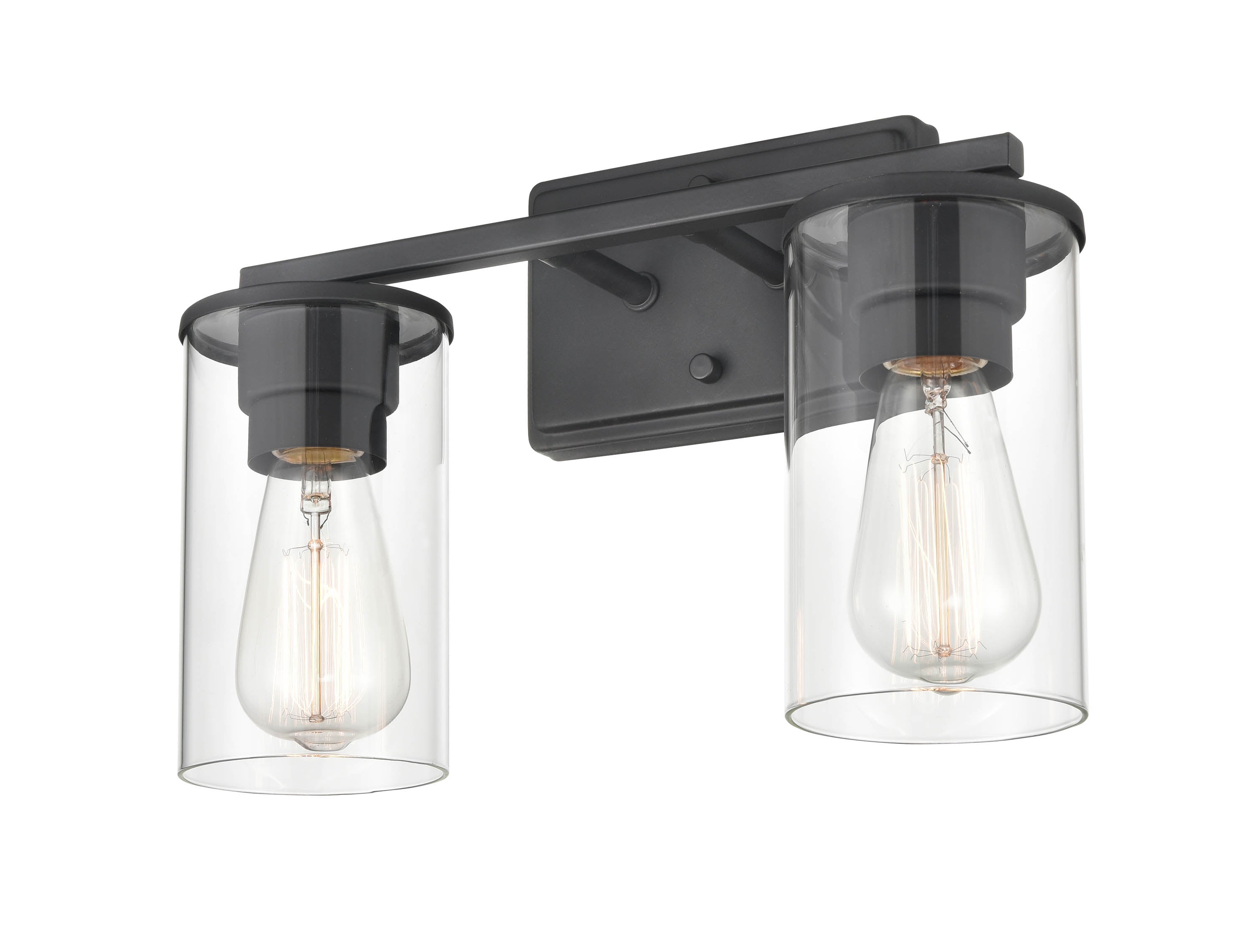 14-inch Verlana Matte Black 2-Light Clear Glass Bathroom Vanity Light