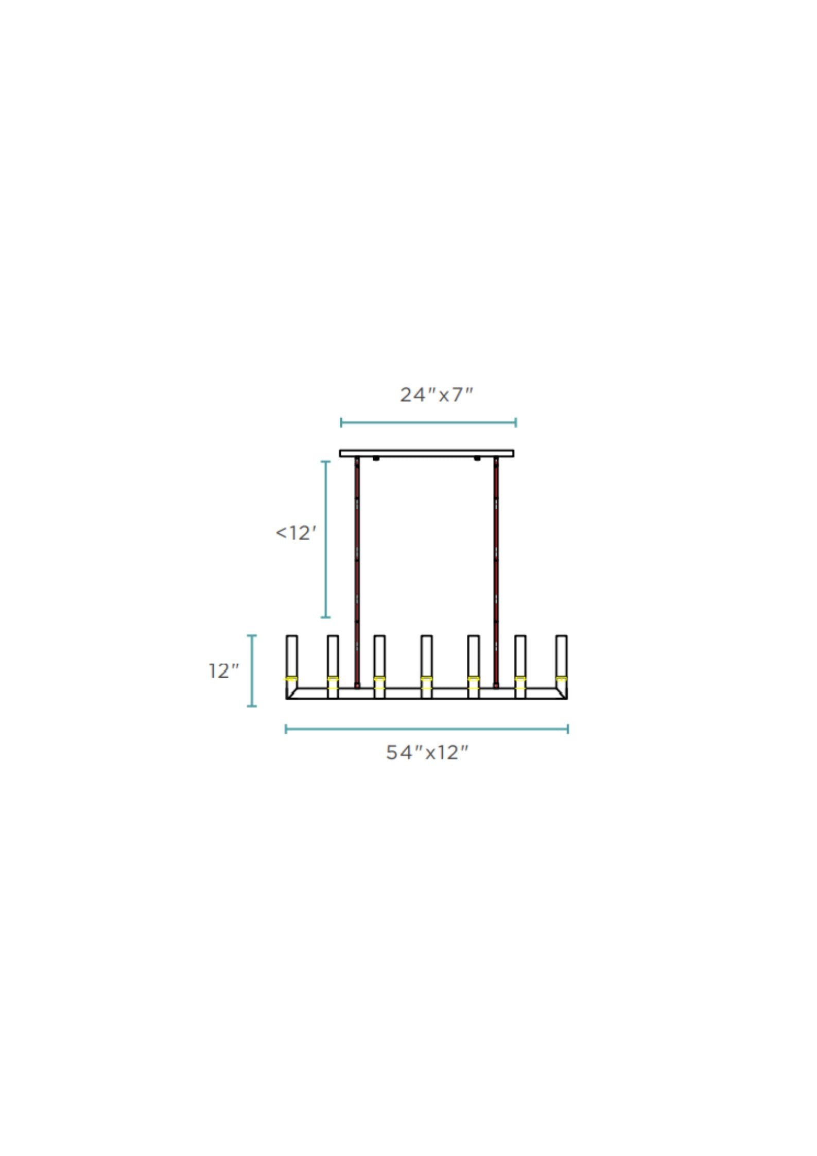 12 Light Rectangular Crystal Dianyi LED Chandelier | Silver