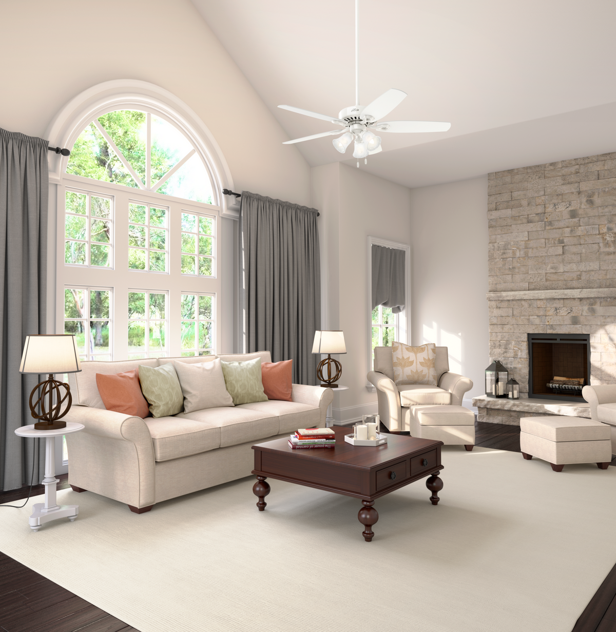 52 inch Builder Snow White Ceiling Fan with LED Light Kit and Pull Chain