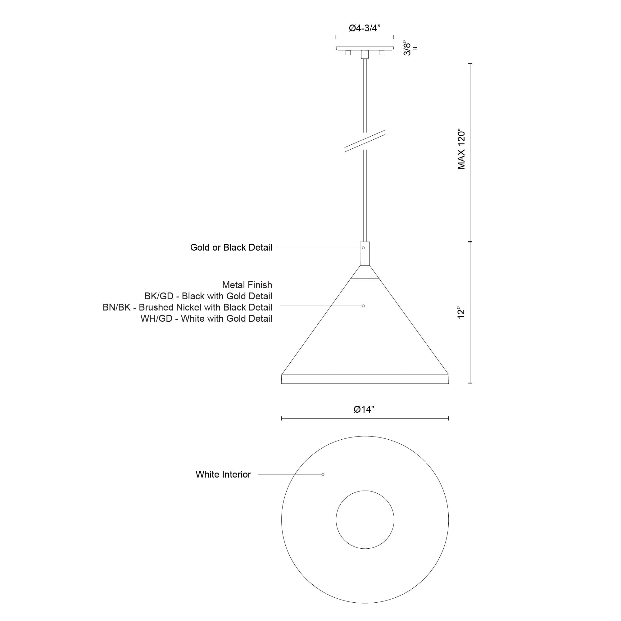 Dorothy 14-in Aluminum Pendant