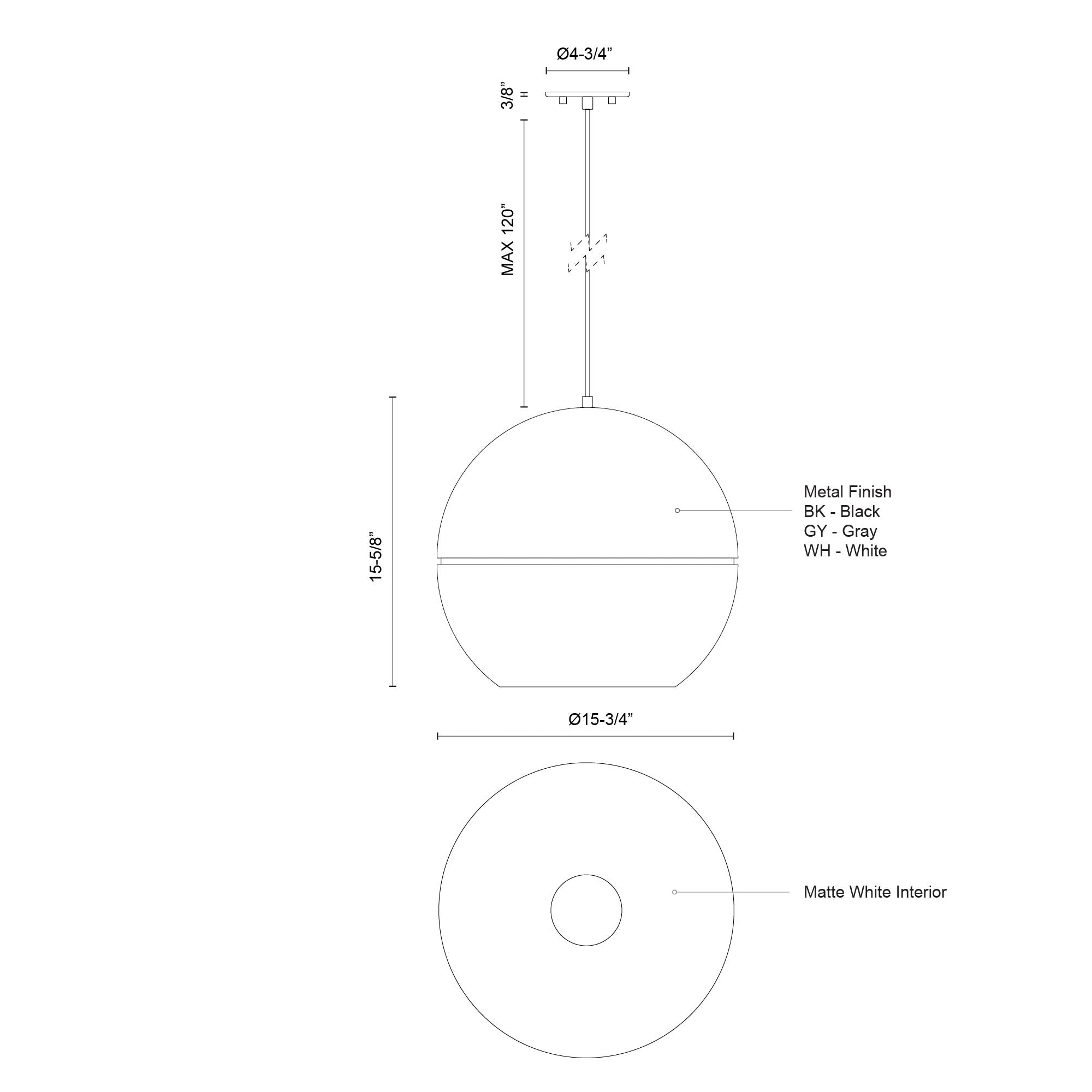 Lucas 16-in Aluminum Pendant