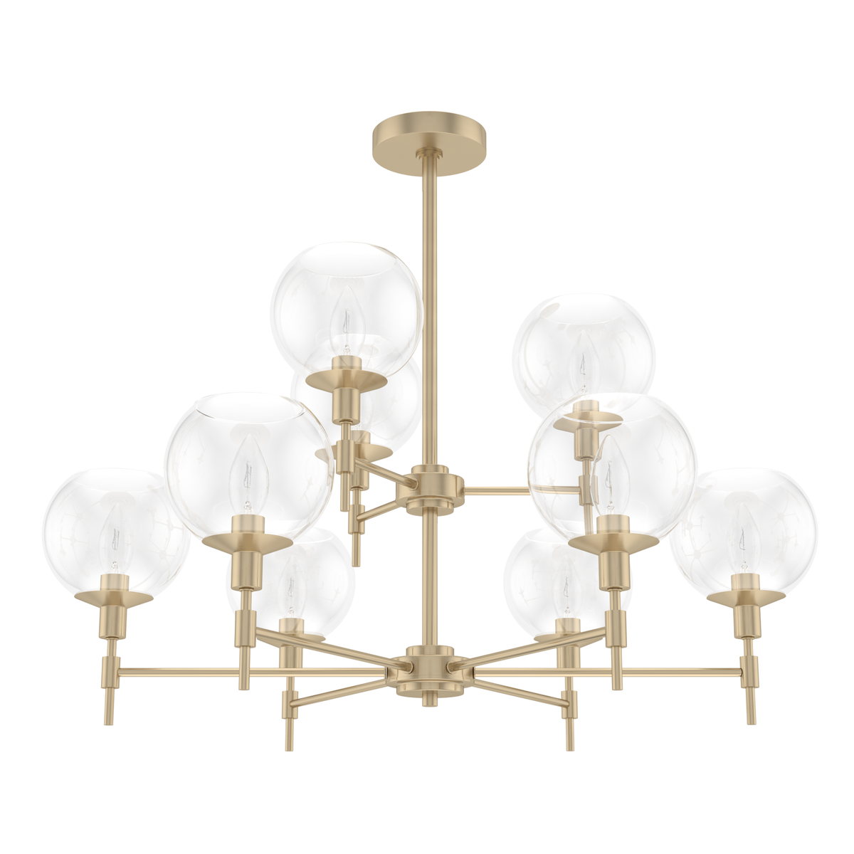 Xidane 32-inch 9-light Alturas Gold Chandelier with Clear Glass