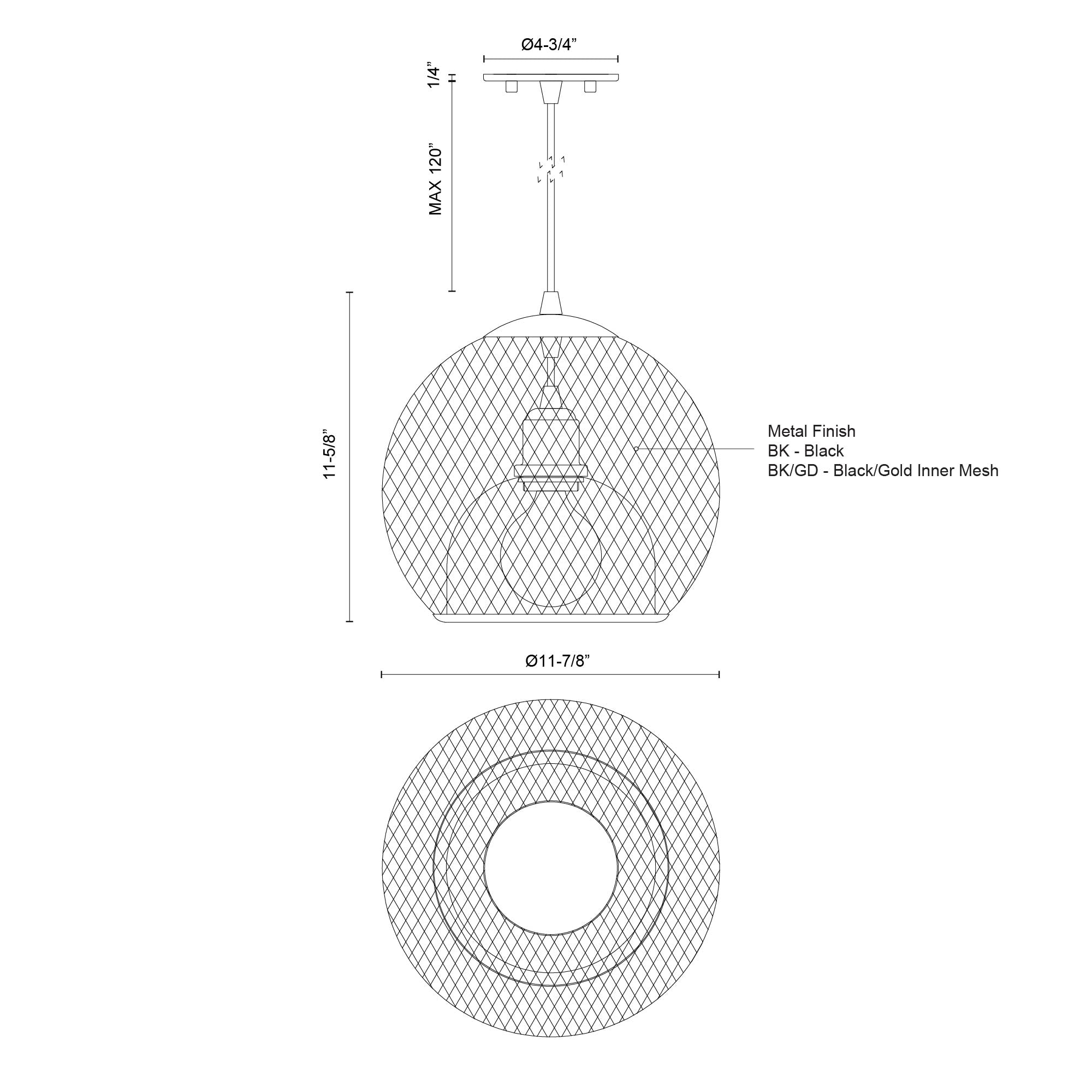 Gibraltar 12-in Steel Pendant