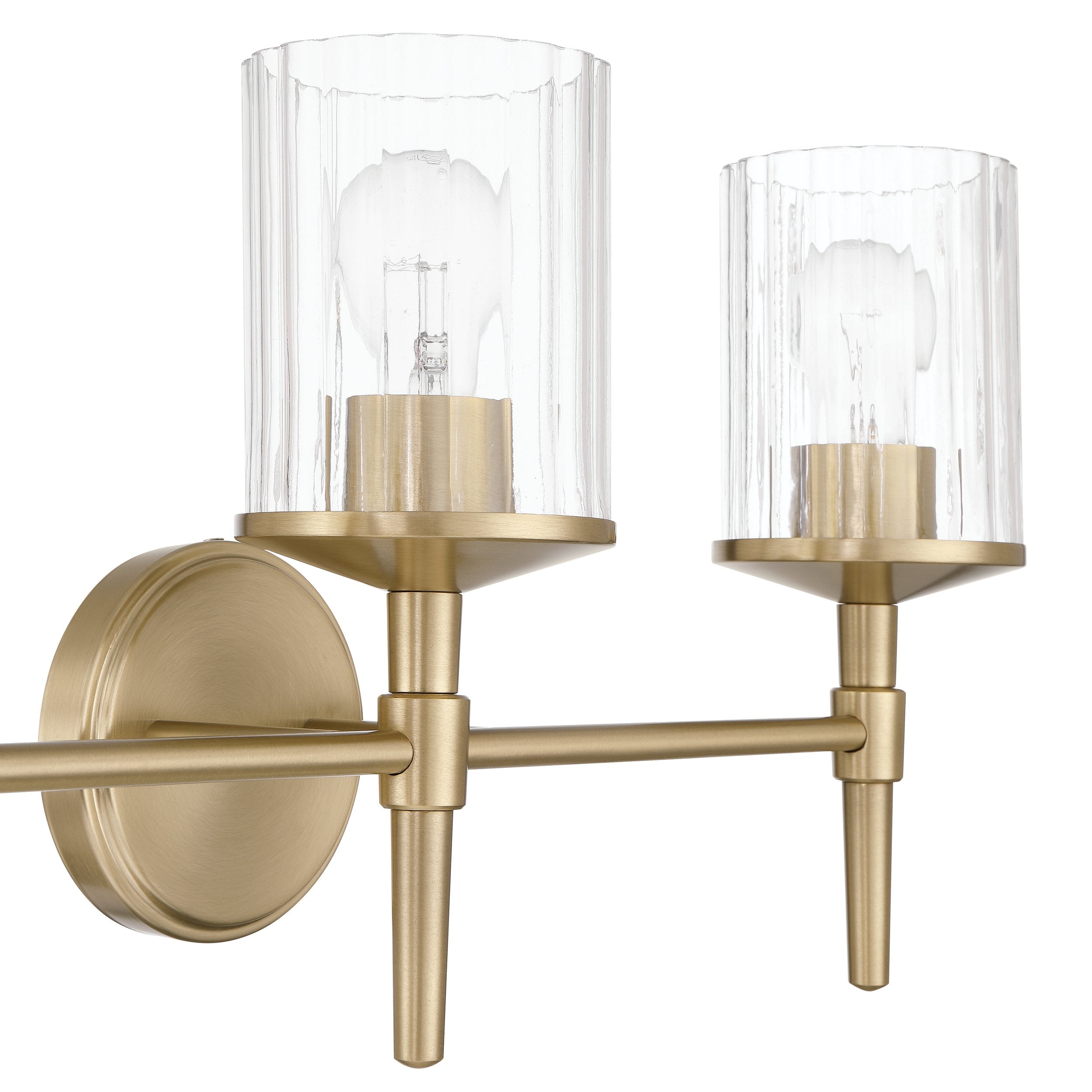 Andrea 24-inch 3-light Champagne Gold Vanity Light with Clear Ribbed Glass Shades