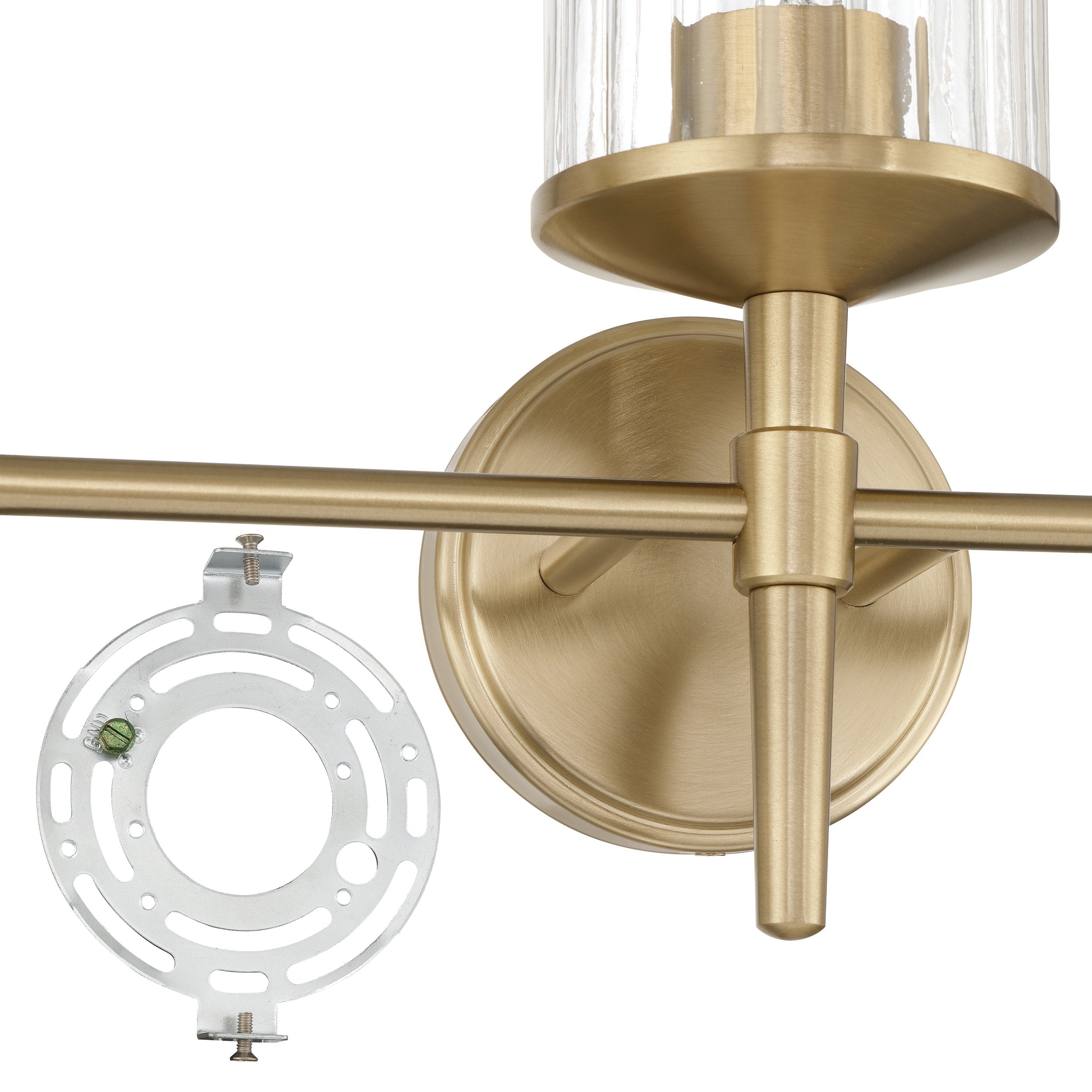 Andrea 24-inch 3-light Champagne Gold Vanity Light with Clear Ribbed Glass Shades