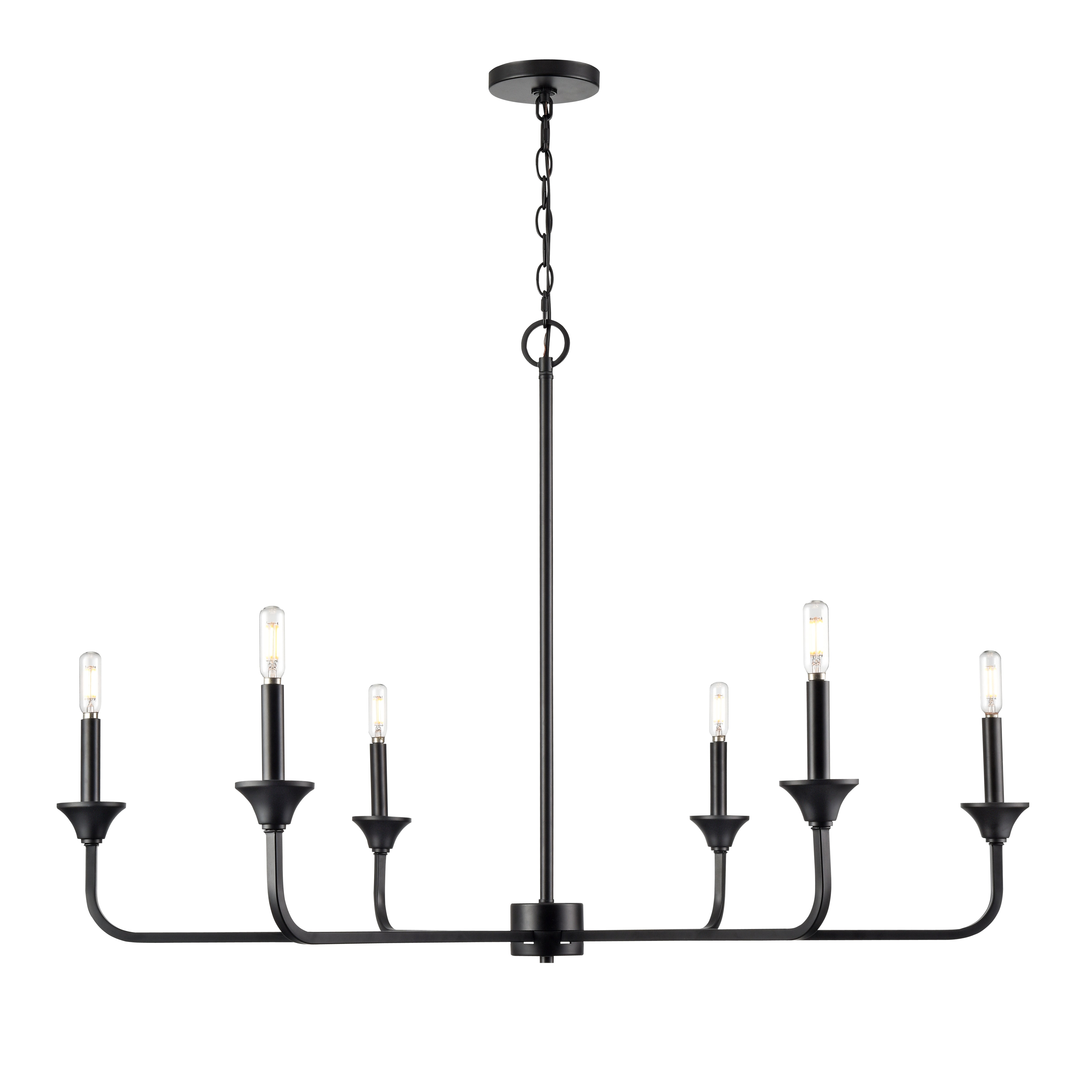 28'' Herring Matte Black 6 Light Chandelier