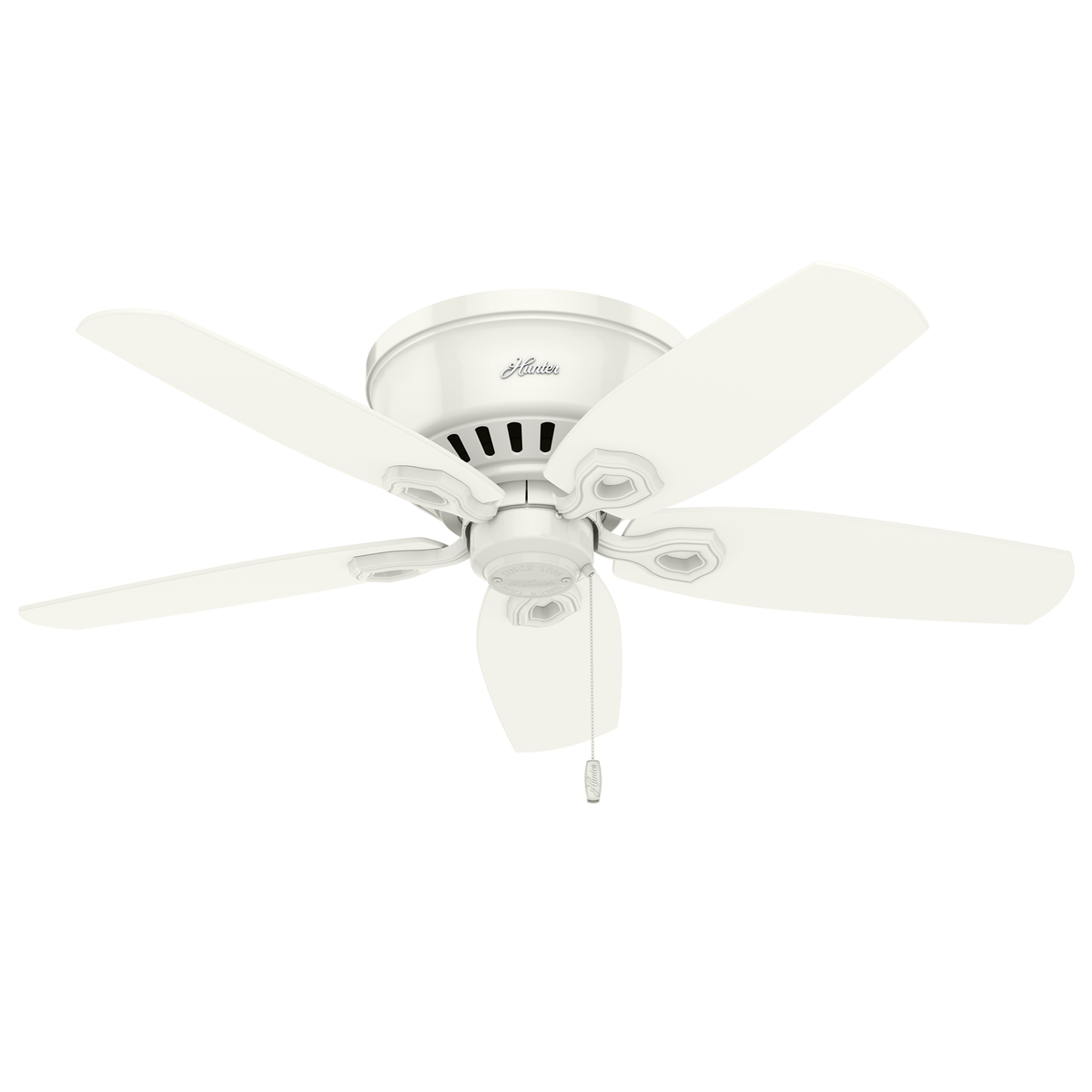42 inch Builder Snow White Low Profile Ceiling Fan with LED Light Kit and Pull Chain