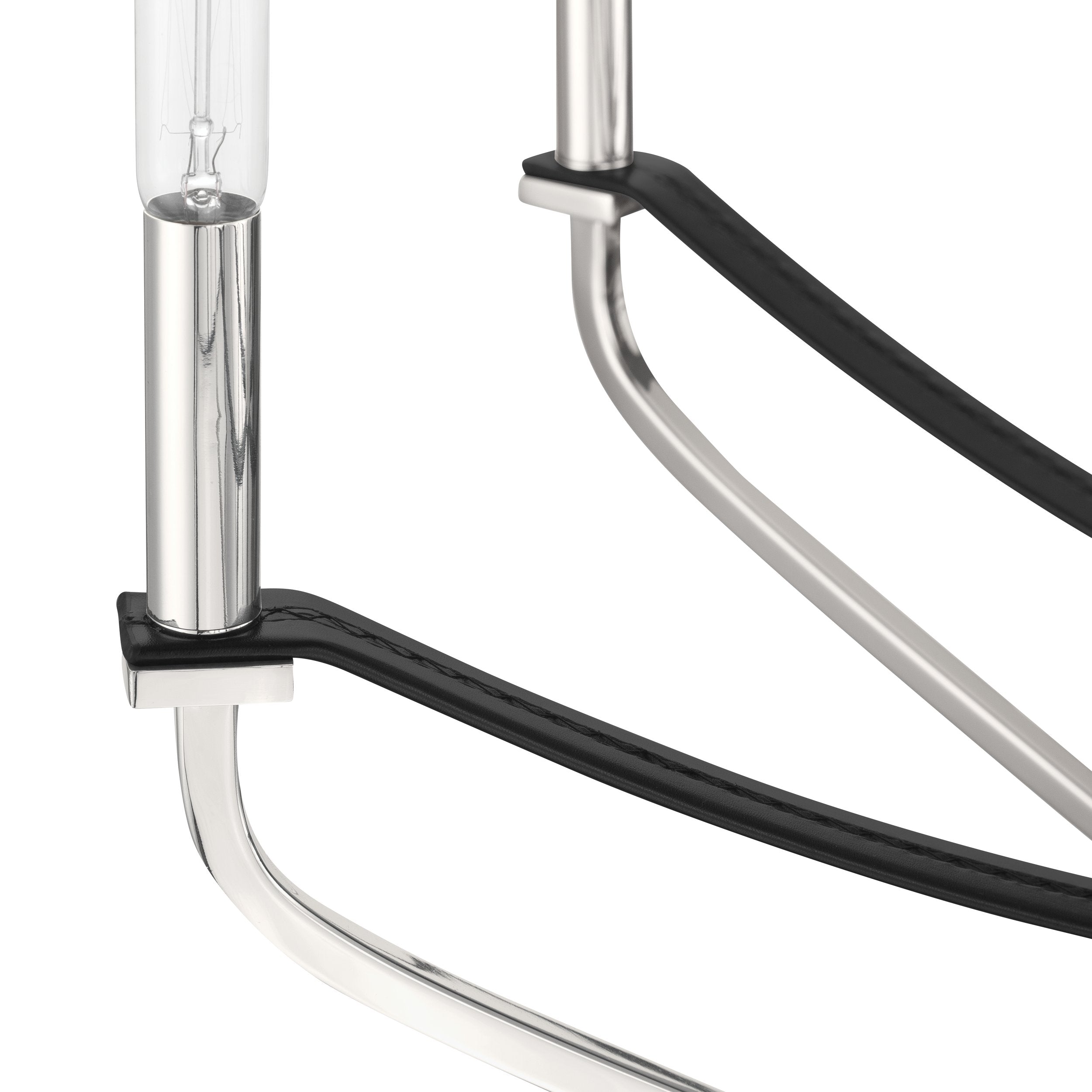 Sussex 36-inch 8-light Polished Nickel and Black Faux Leather Chandelier