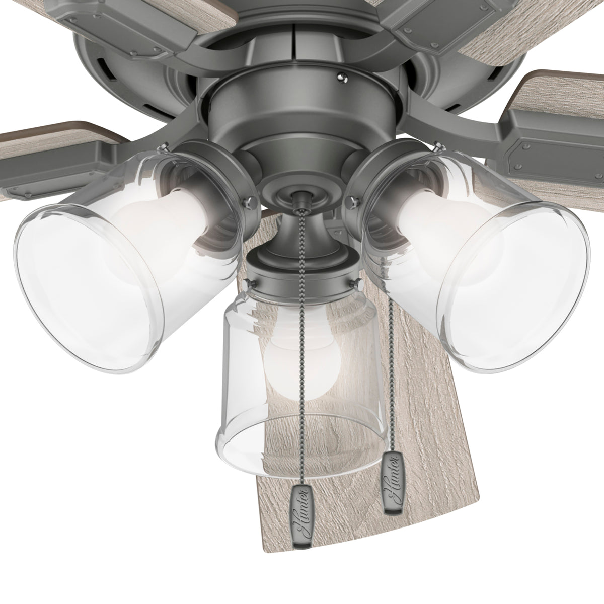 52 inch Crestfield Matte Silver Low Profile Ceiling Fan with LED Light Kit and Pull Chain
