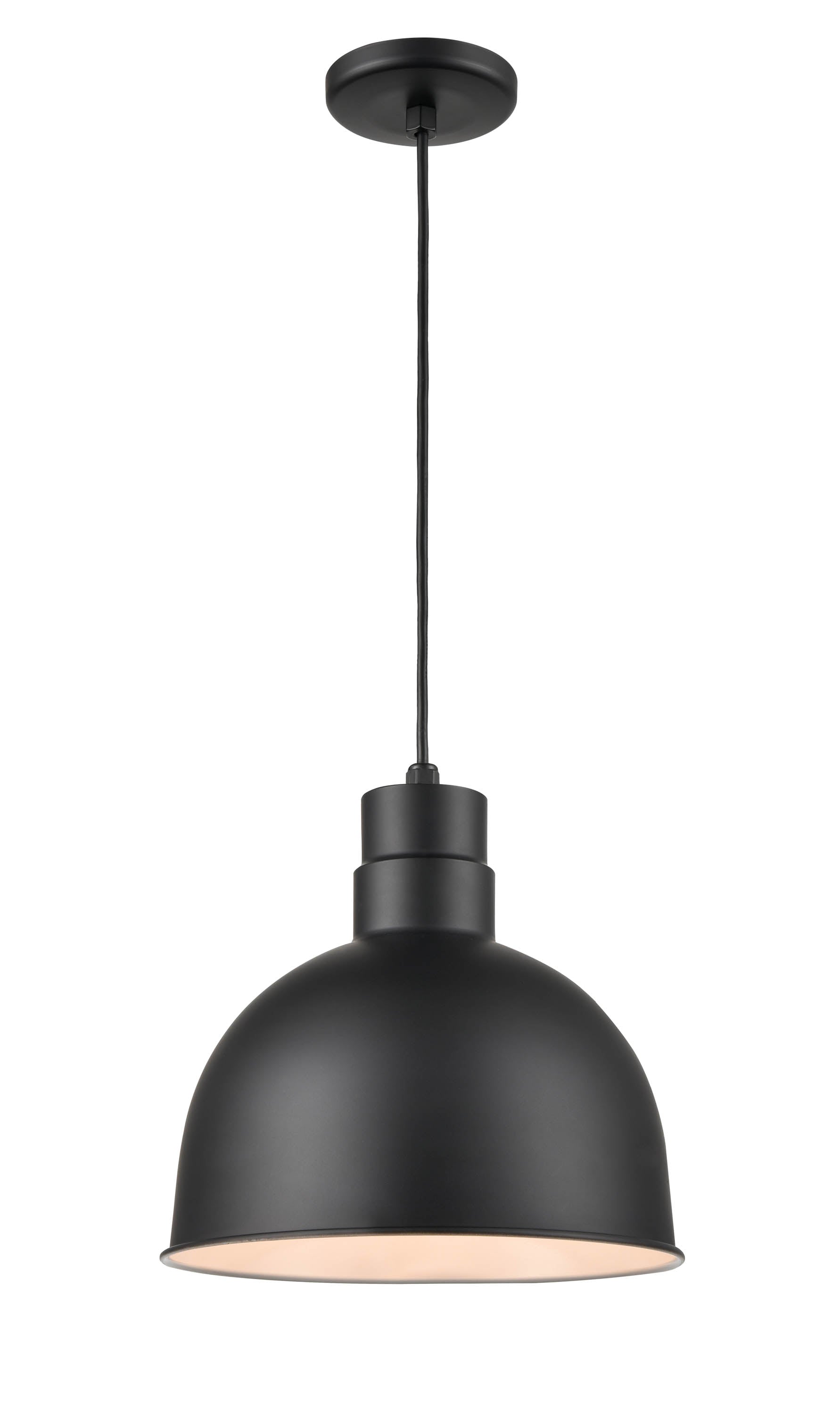 12-inch R Series Satin Black 1-Light Pendant Light