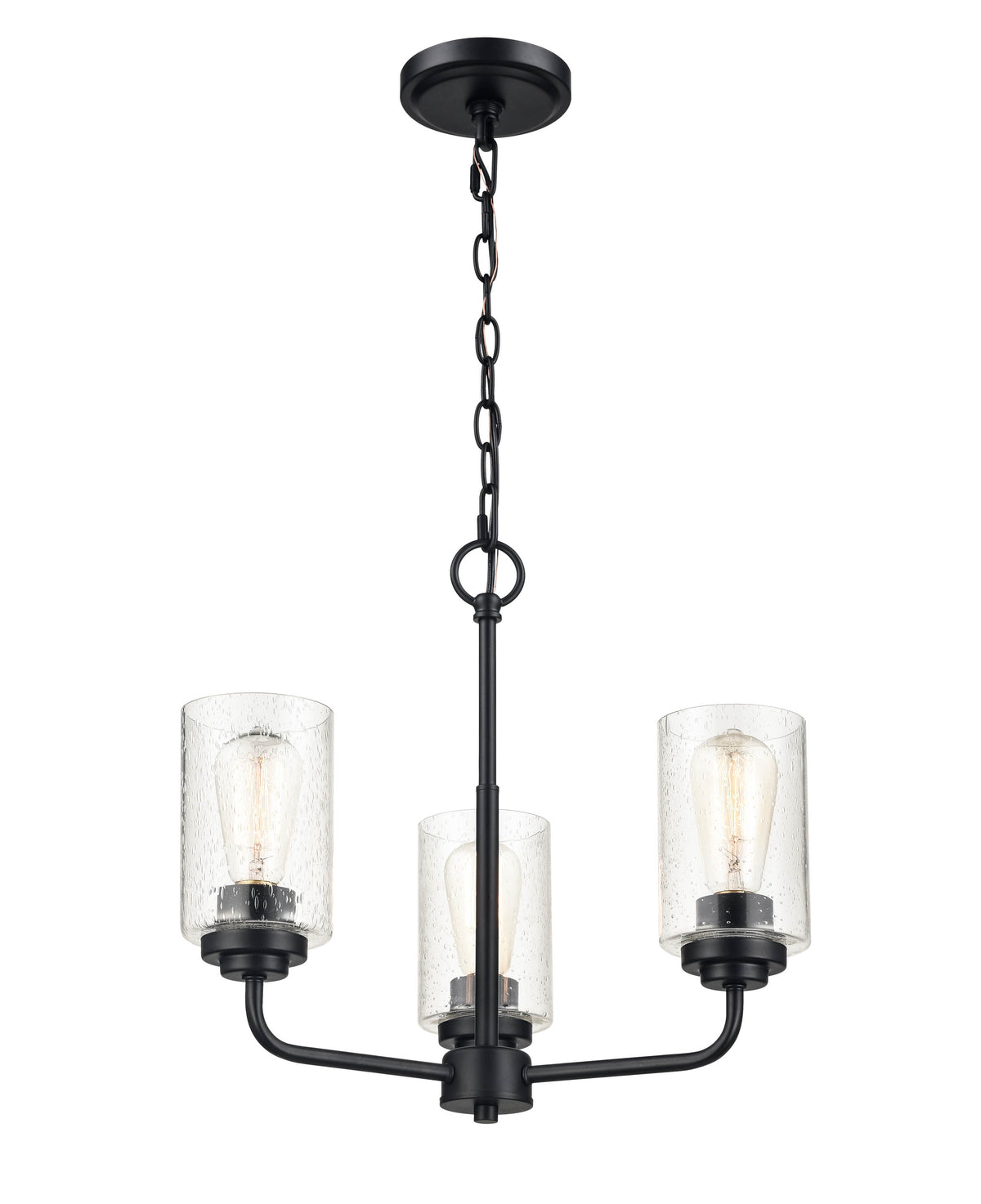 16'' Moven Matte Black 3 Light Chandelier