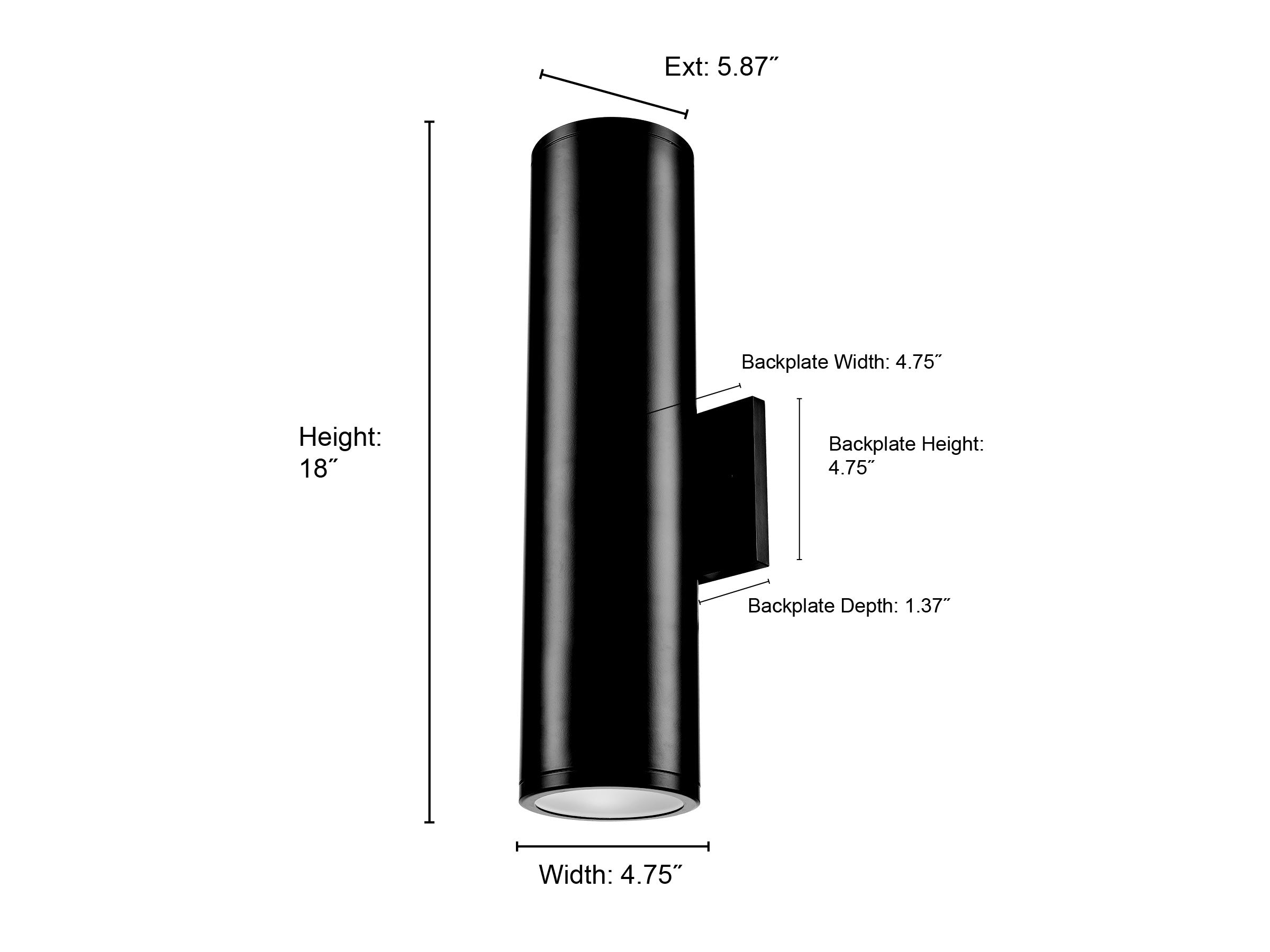18-inch Vegas Powder Coated Black 2-Light Outdoor Wall Sconce