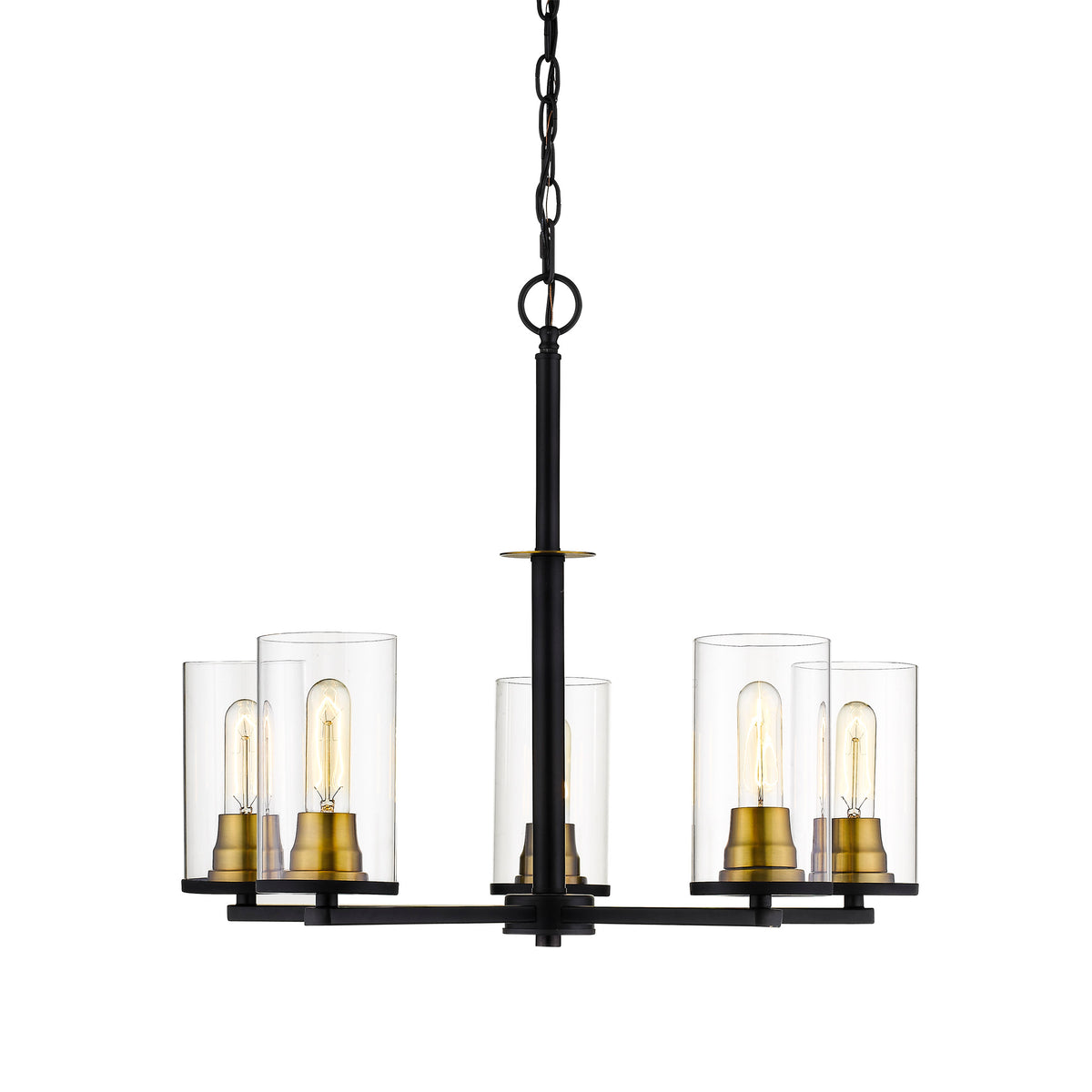 30'' Pasadena Matte Black/Heirloom Bronze 5 Light Chandelier