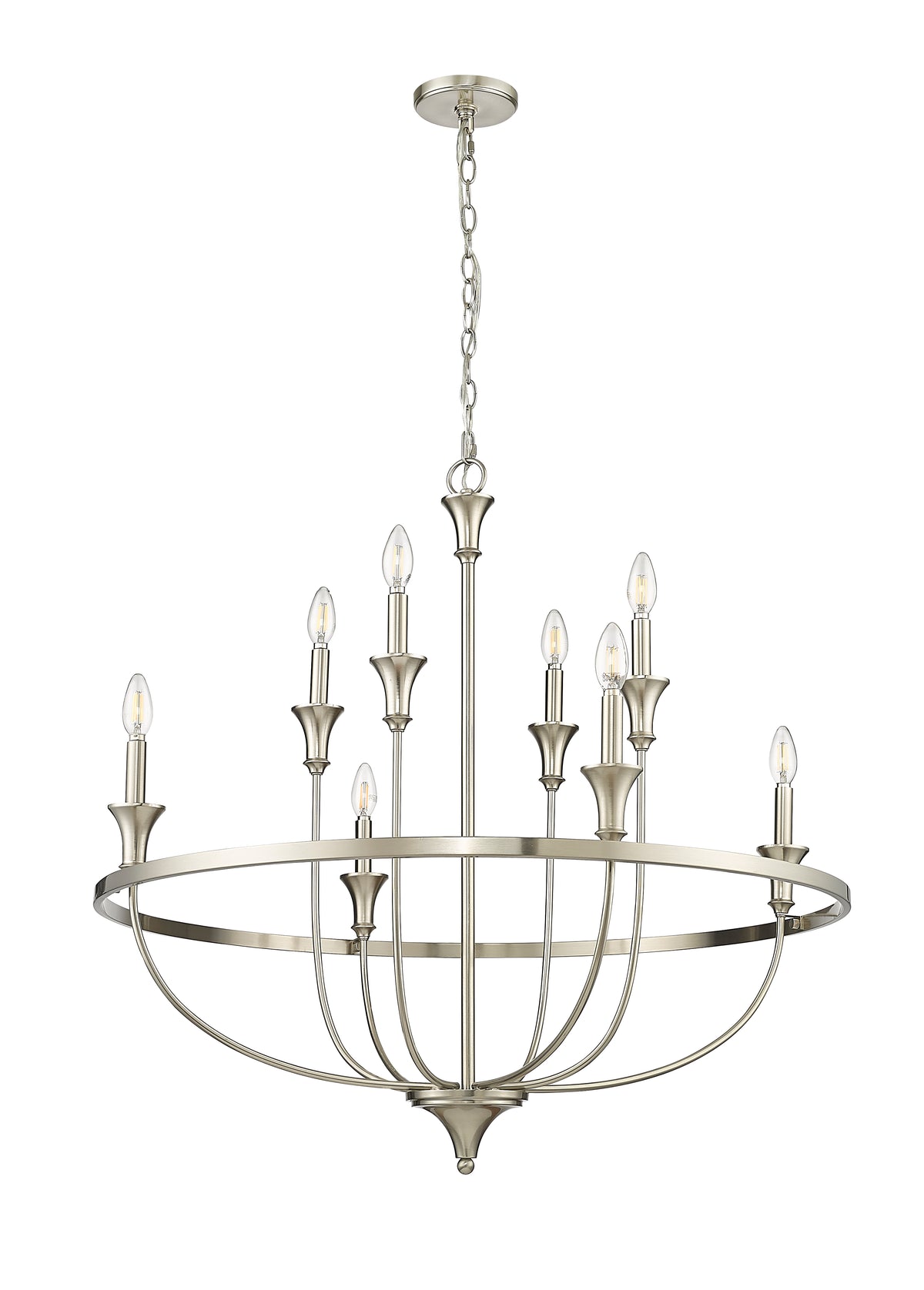 34'' Emery Brushed Nickel 8 Light Chandelier