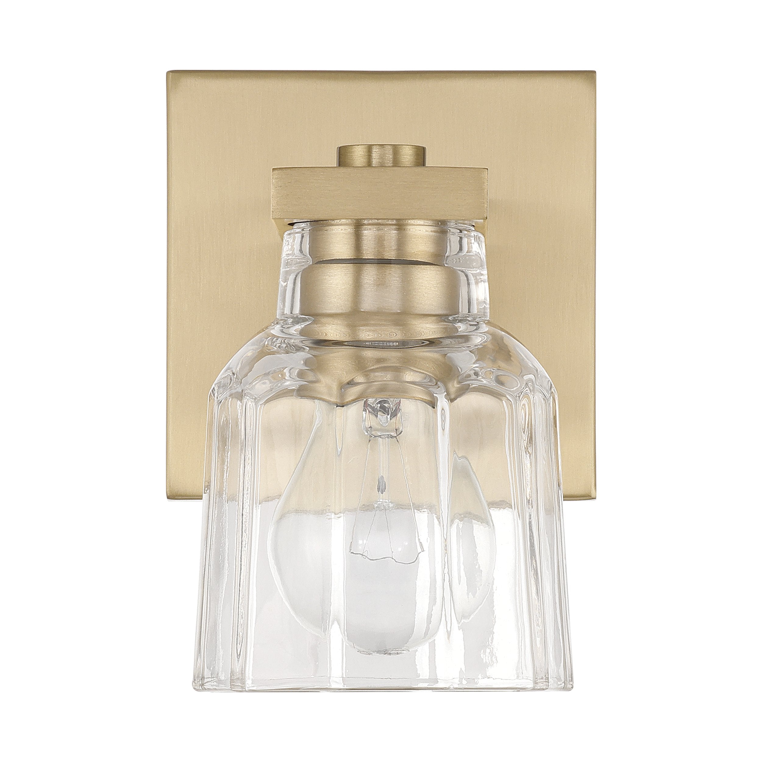 Dryden 5-inch 1-light Champagne Gold Vanity Light with Clear Ribbed Glass Shade