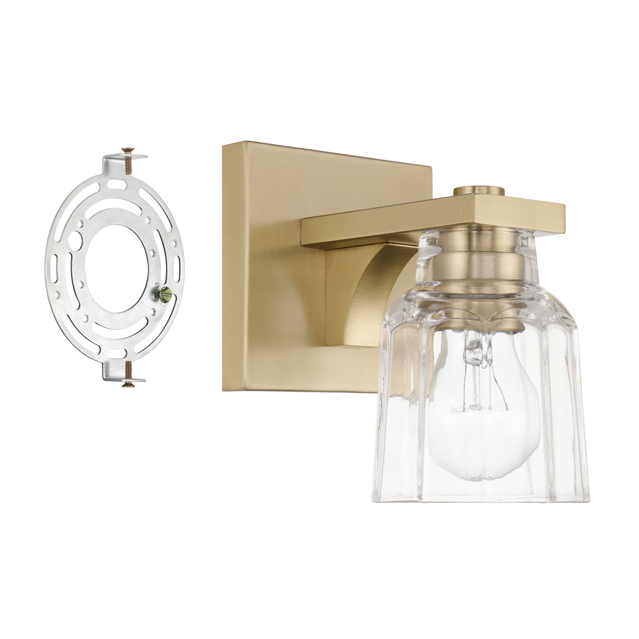 Dryden 5-inch 1-light Champagne Gold Vanity Light with Clear Ribbed Glass Shade