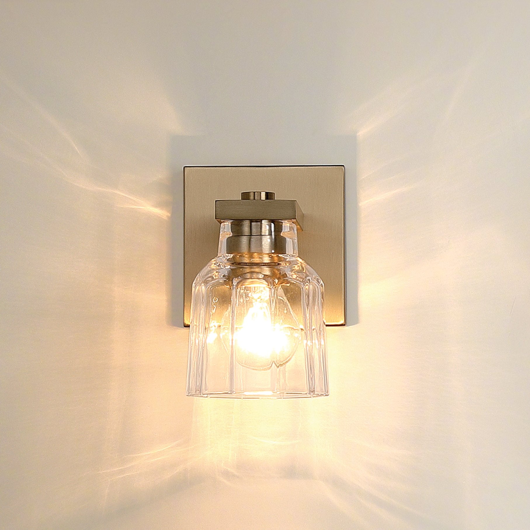 Dryden 5-inch 1-light Champagne Gold Vanity Light with Clear Ribbed Glass Shade