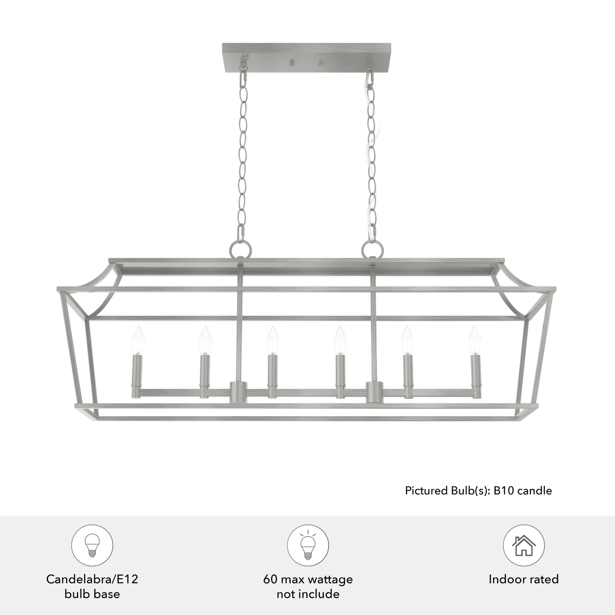 Laurel Ridge 42-inch 6-light Brushed Nickel Linear Chandelier