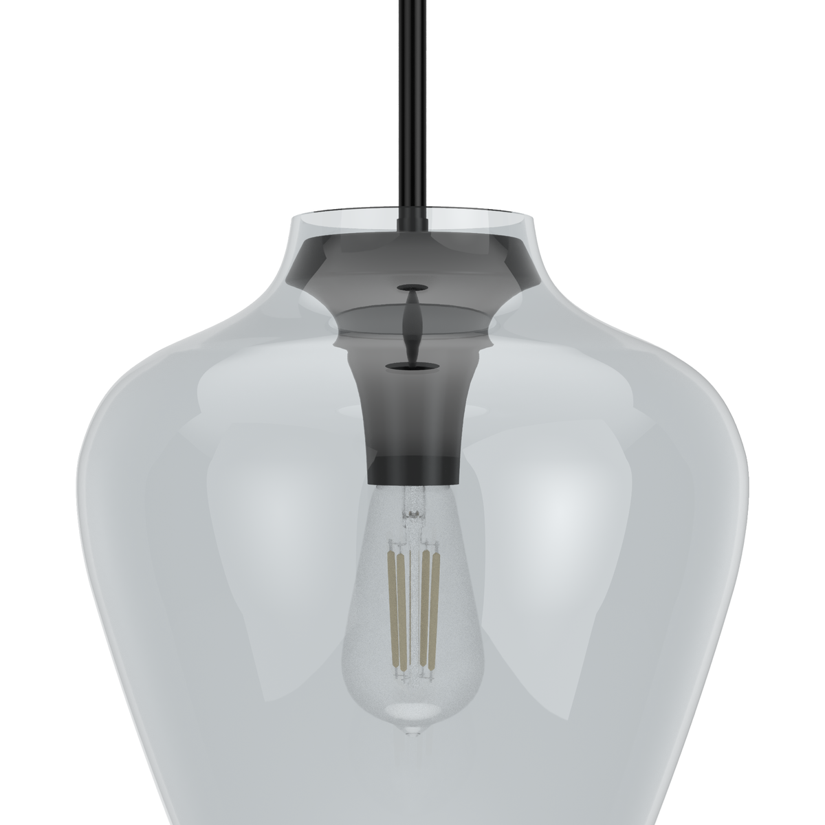 Vidria 12-inch 1-light Matte Black Pendant with Smoked Glass