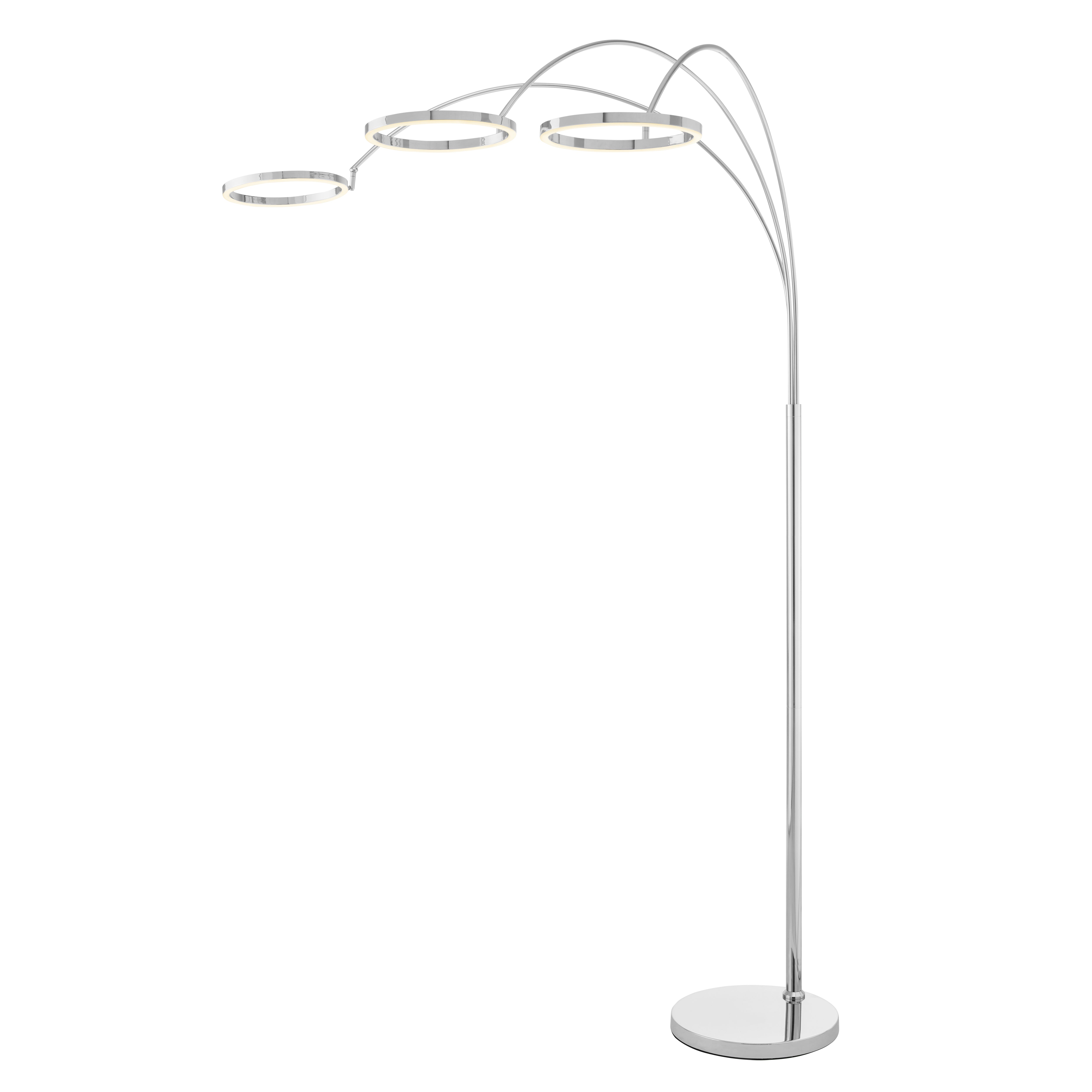 LED Three Ring Hong Kong Arc Floor lamp | Chrome, Not Dimmable