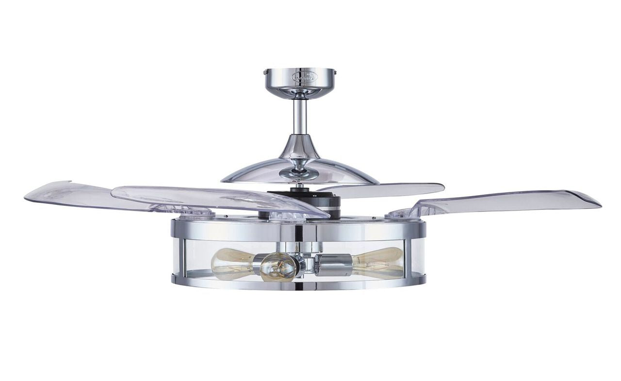 Classic 48 Inch 3 Light Chrome Fan with Retractable Blades
