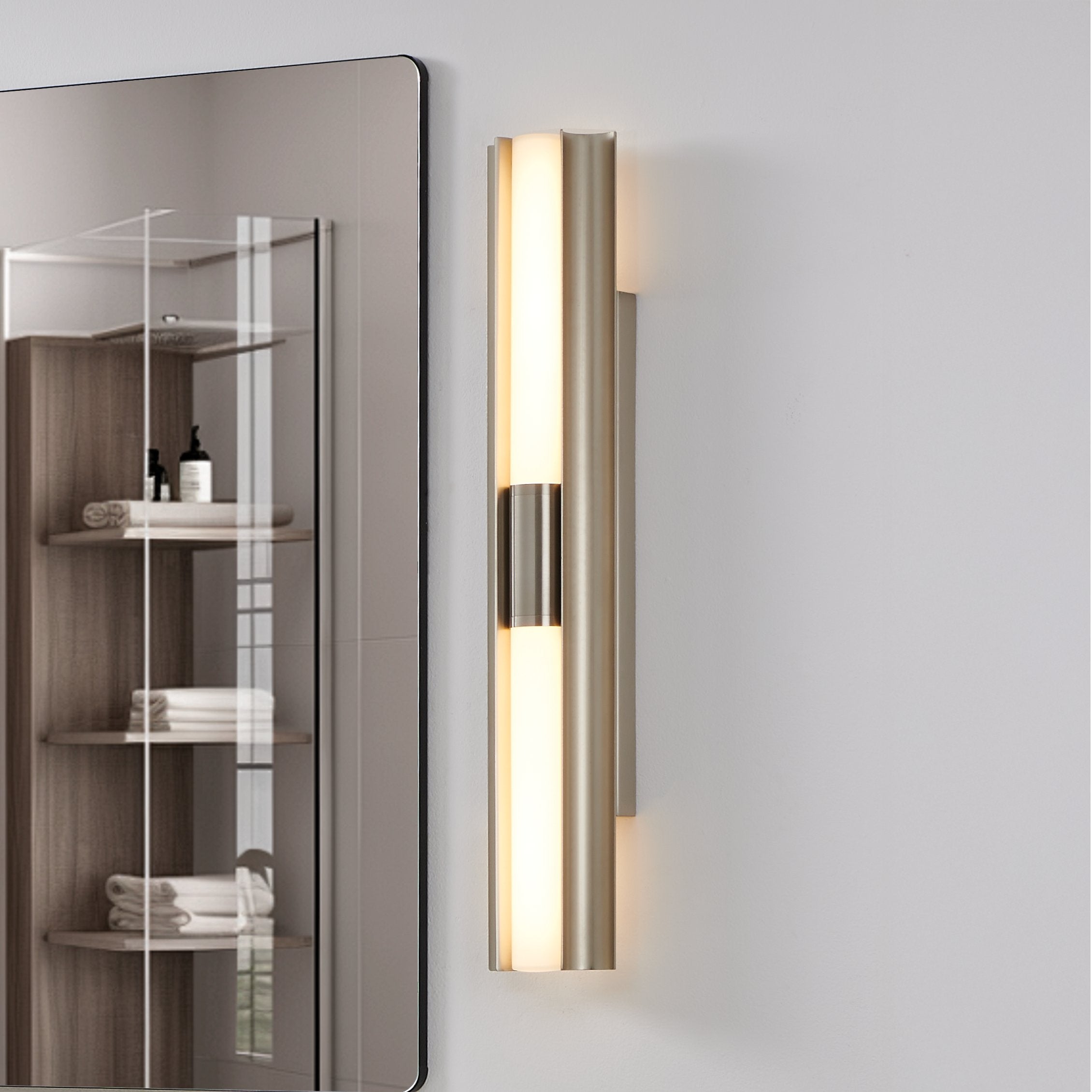 Colton 30-inch 2-light Brushed Nickel 5CCT LED Vanity Light with Etched Opal Glass Shades