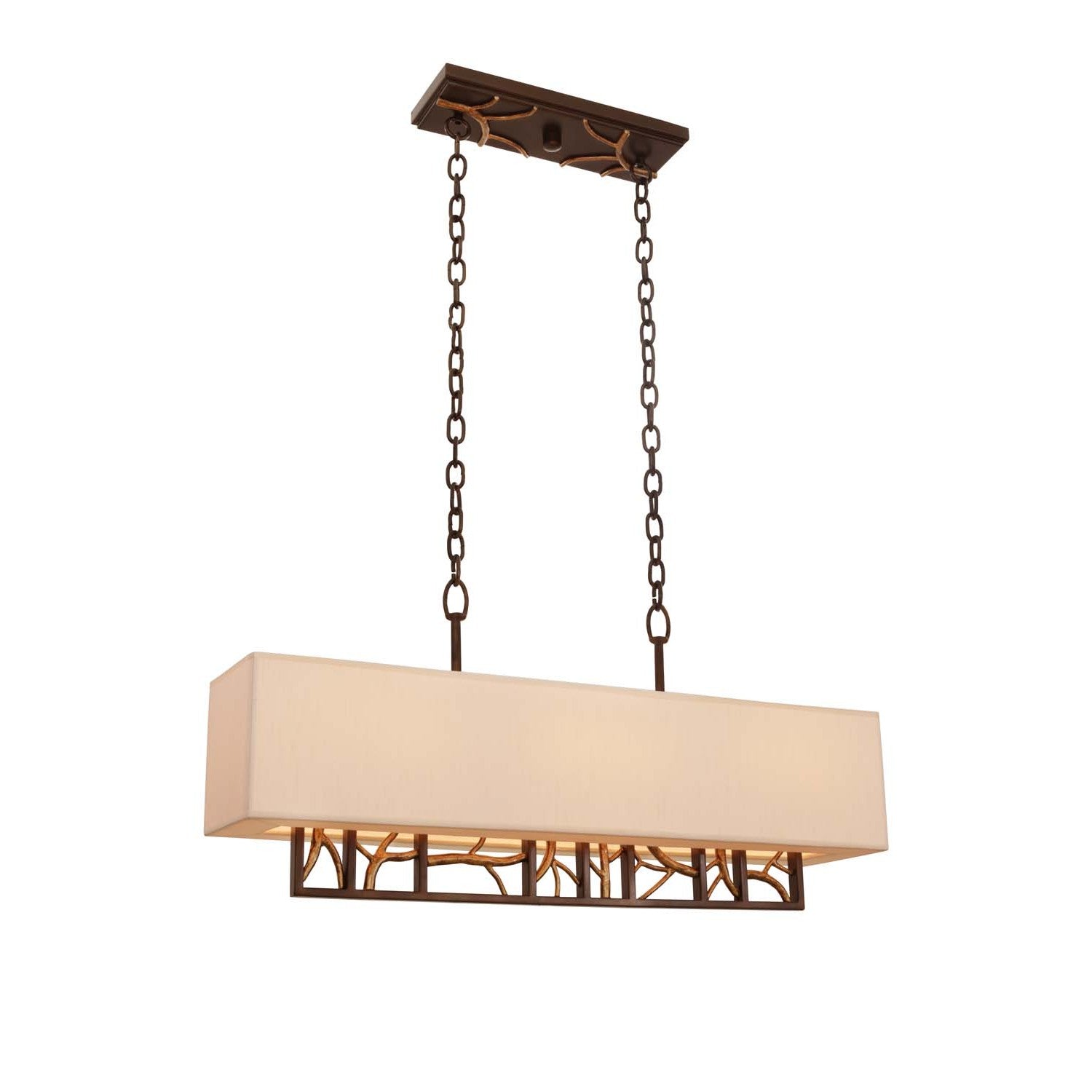 15'' Hudson 6 Light Antique Bronze w/ Antique Gold Linear Pendant