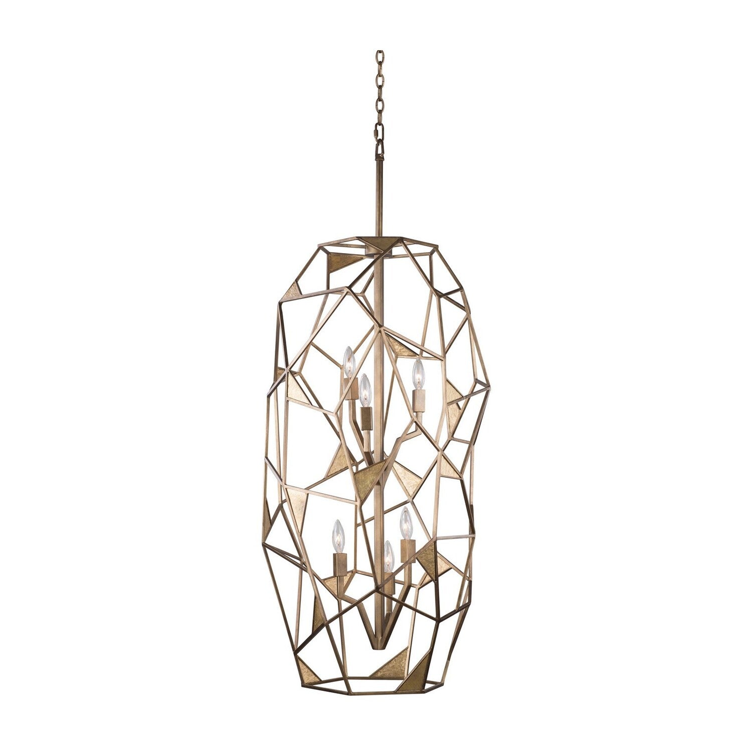 50'' Esmeralda 6 Light Pearlized Antique Brass Chandelier