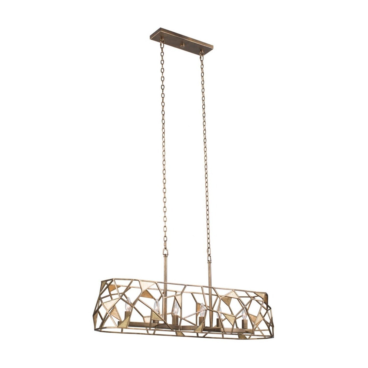 18'' Esmeralda 6 Light Pearlized Antique Brass Linear Pendant