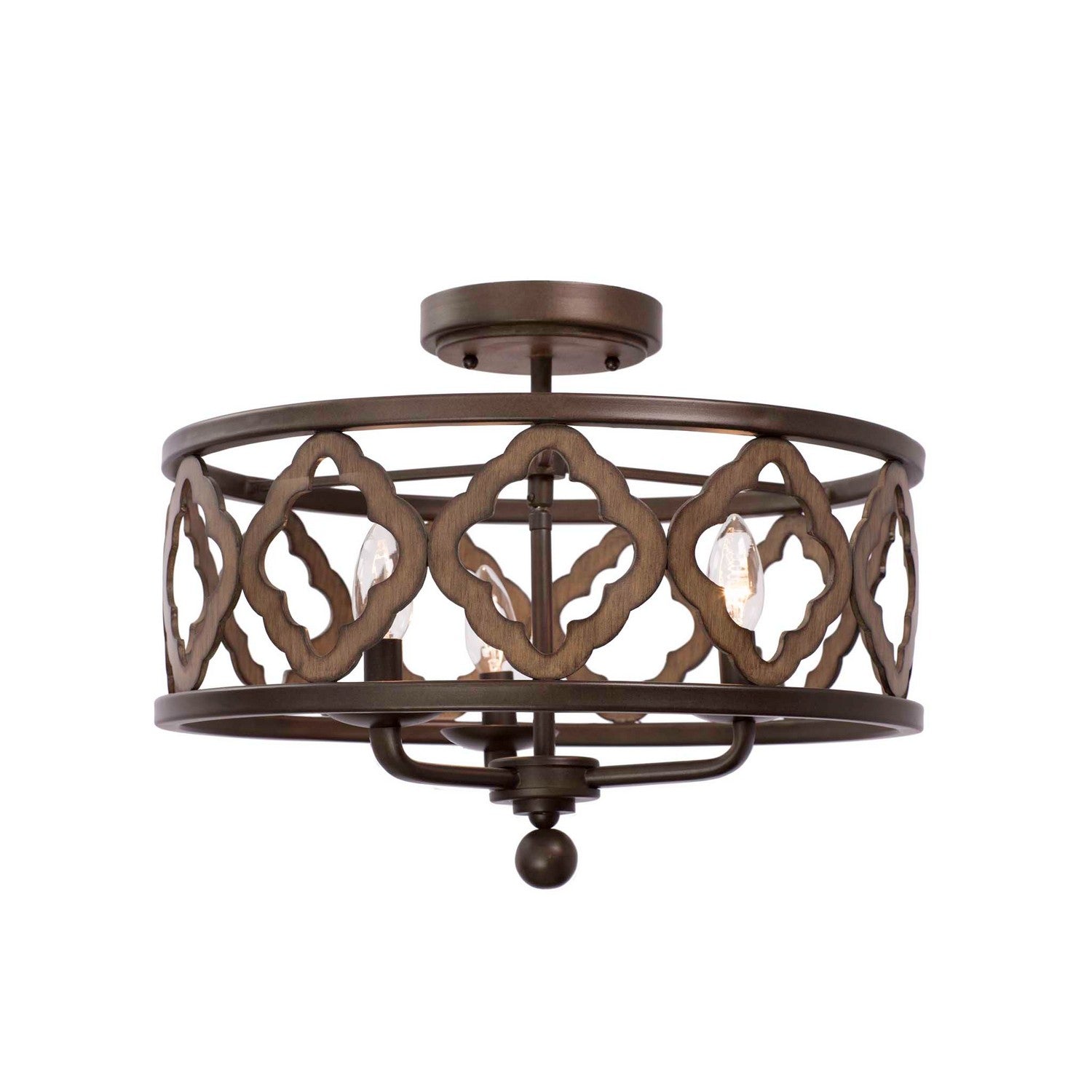 14'' Whittaker 3 Light Brownstone Semi-Flush Mount