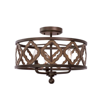 14'' Whittaker 3 Light Brownstone Semi-Flush Mount